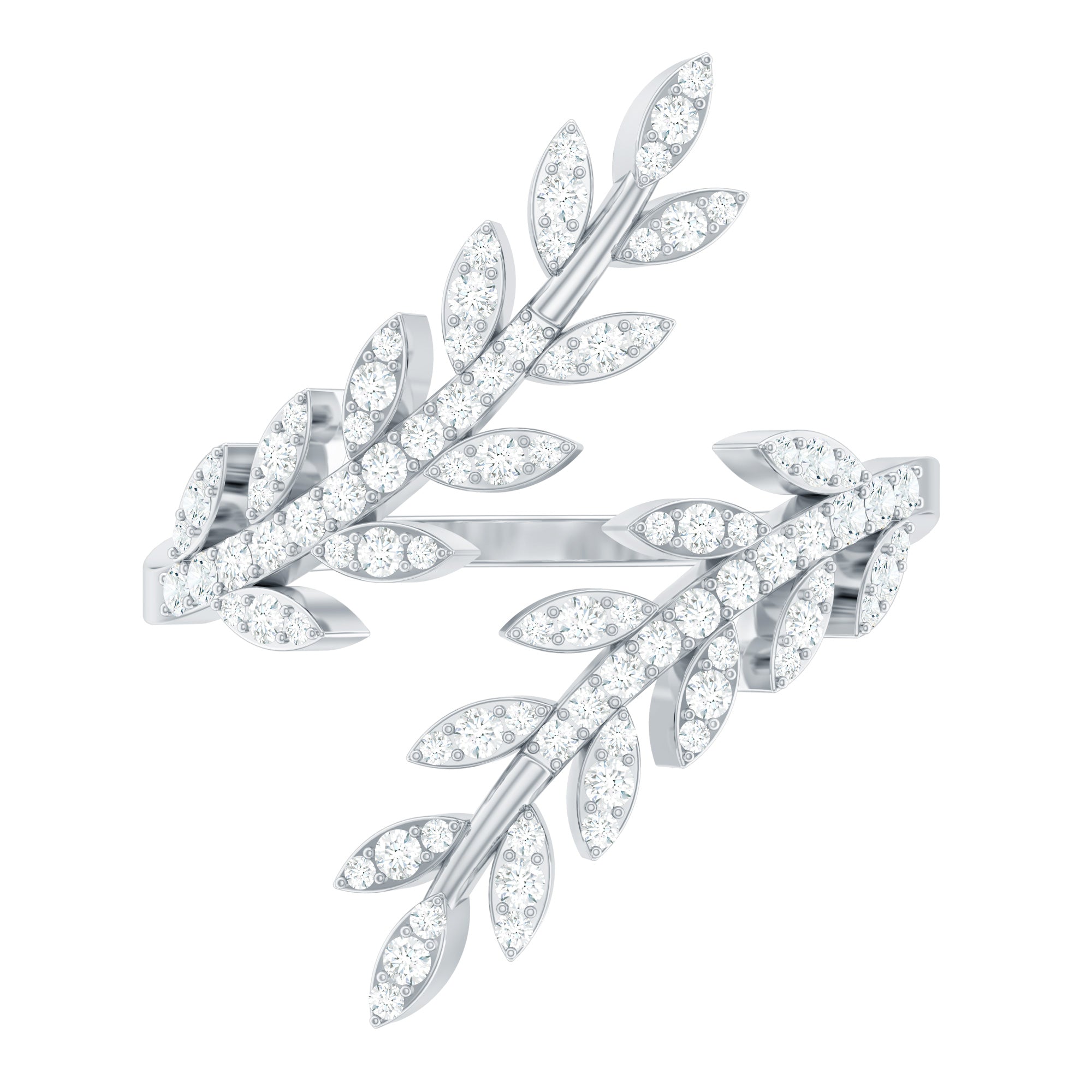 Certified Moissanite Leaf Wrap Ring for Women