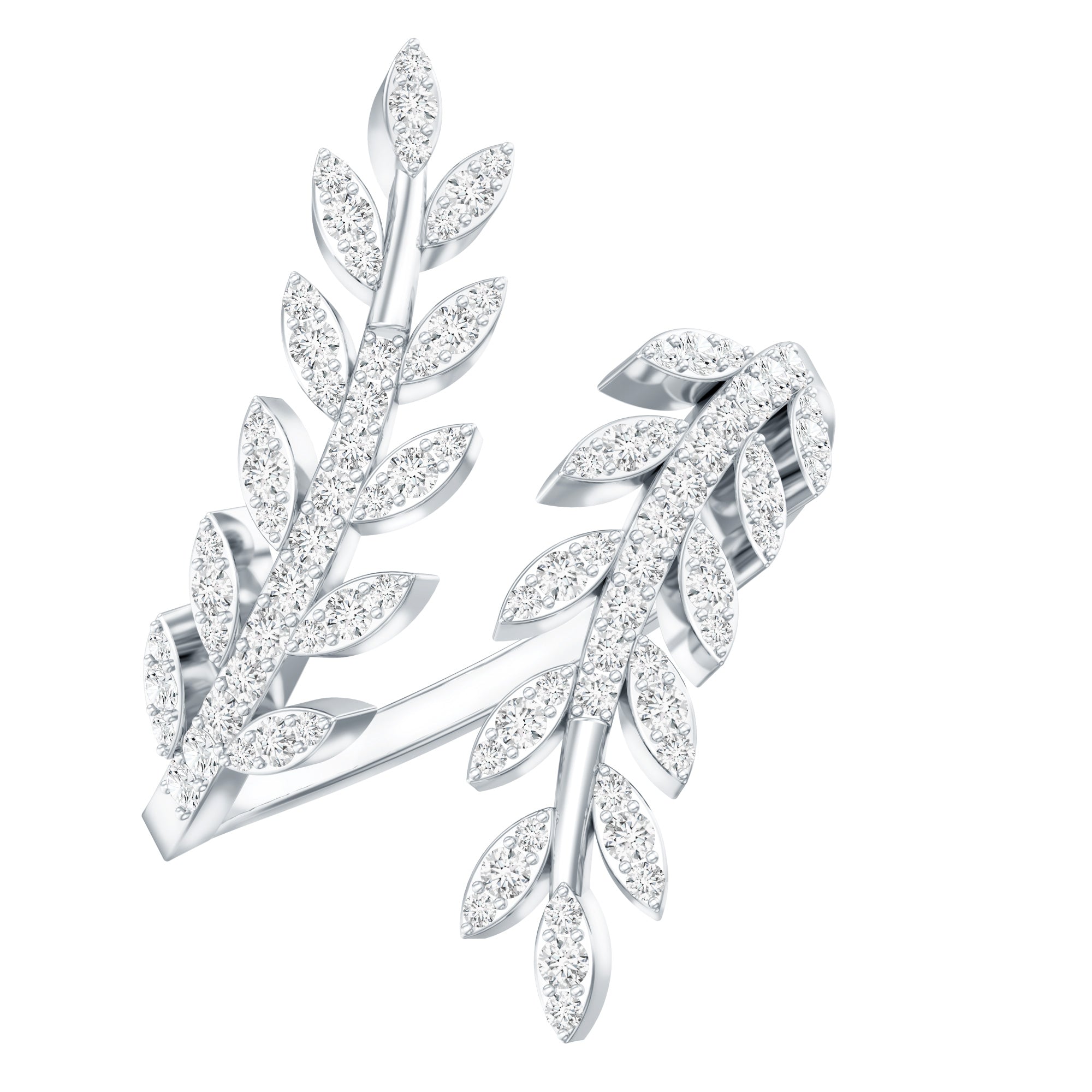 Certified Moissanite Leaf Wrap Ring for Women D-VS1 - Rosec Jewels