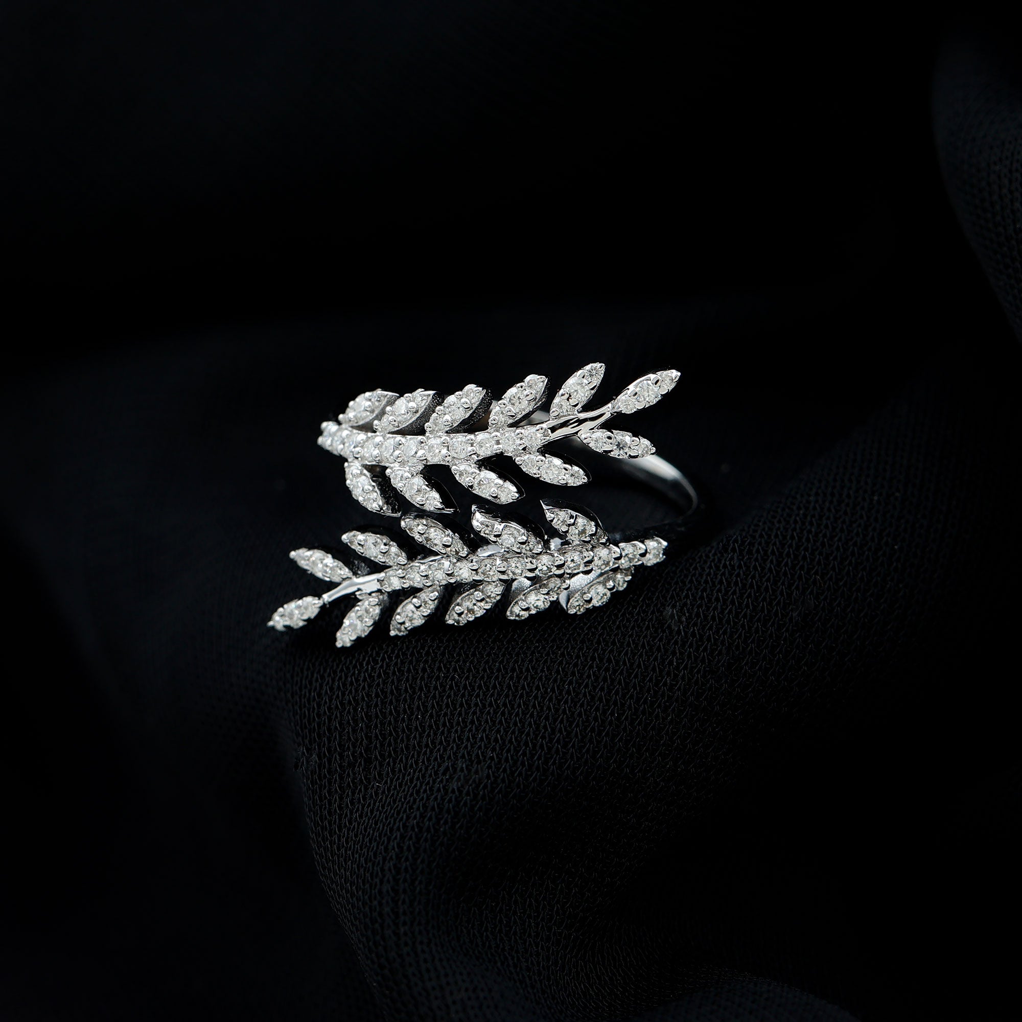 Certified Moissanite Leaf Wrap Ring for Women D-VS1 - Rosec Jewels