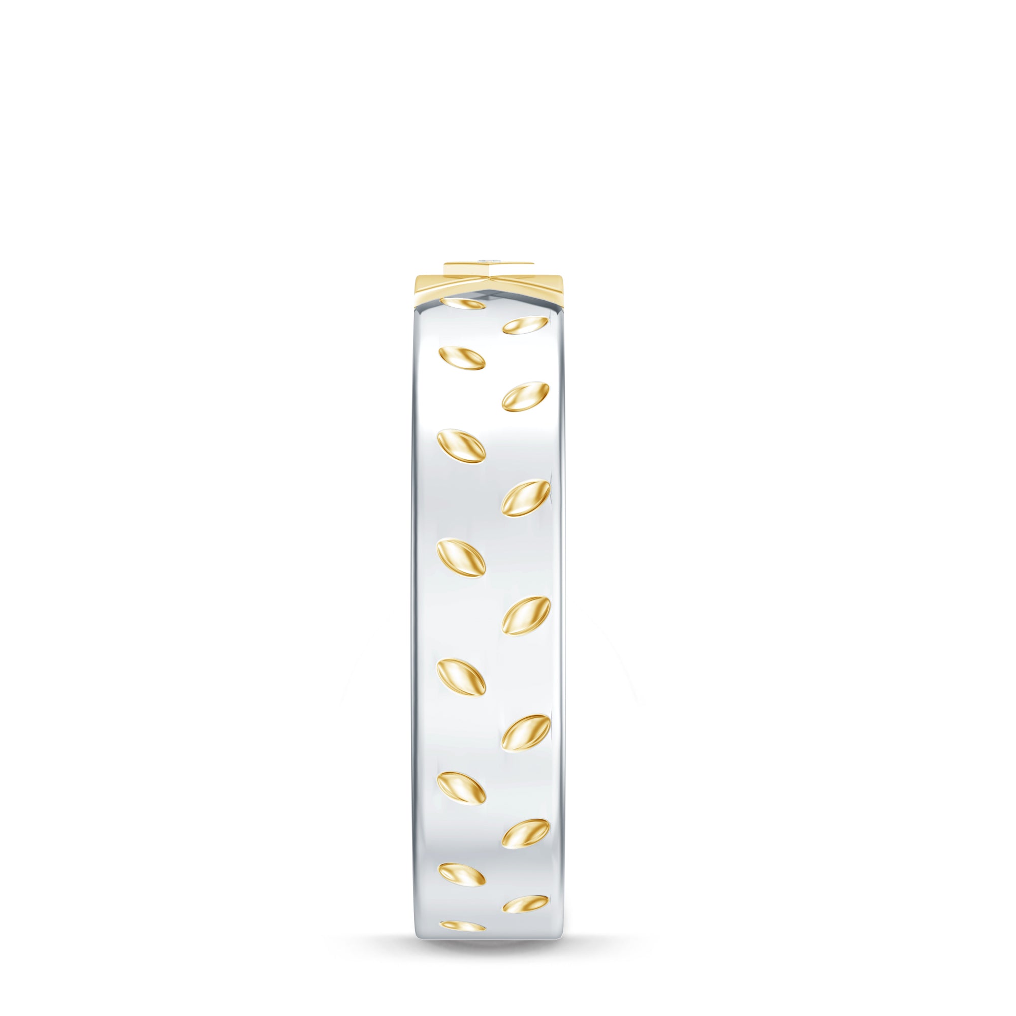 Two Tone Cross Wedding Band with Moissanite D-VS1 - Rosec Jewels