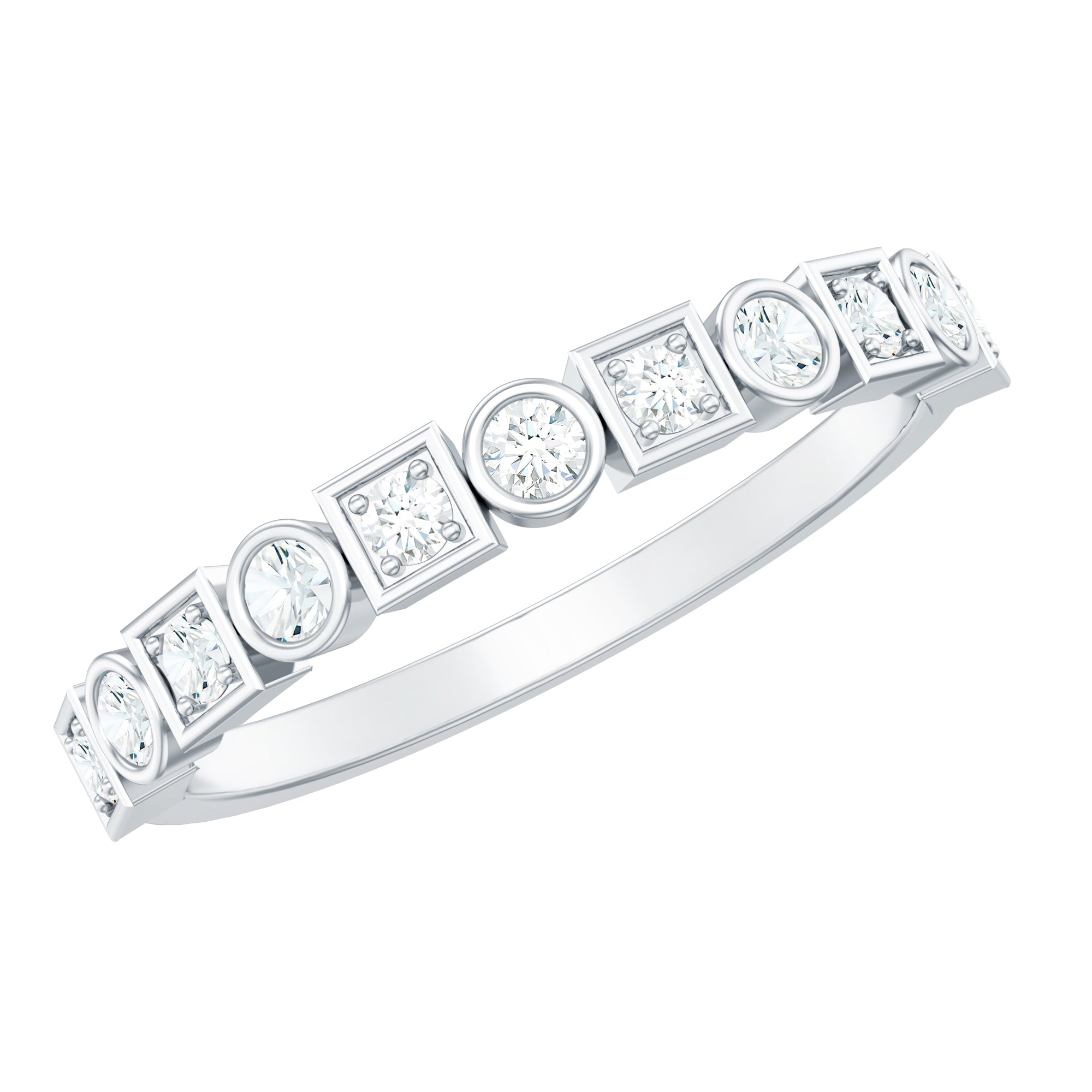 Certified Moissanite Geometric Wedding Band D-VS1 - Rosec Jewels