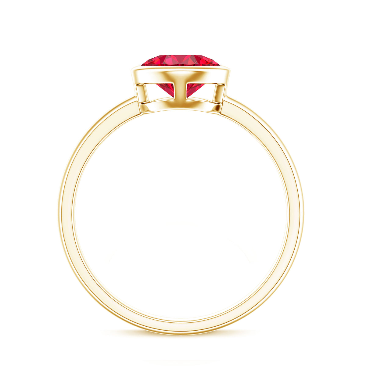 Bezel Set 2 Carat Lab Created Ruby Solitaire Engagement Ring AAAA - Rosec Jewels
