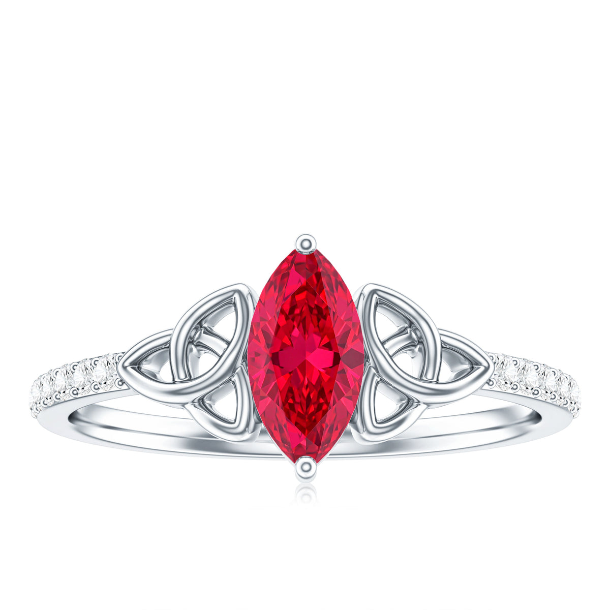 0.75 Carat Lab Grown Ruby Celtic Knot Ring with Diamond AAAA - Rosec Jewels