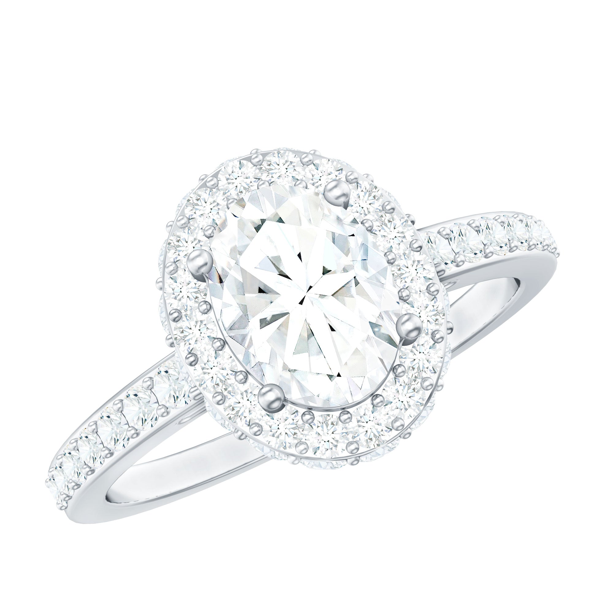 Brilliant Cut Moissanite Classic Engagement Ring with Halo