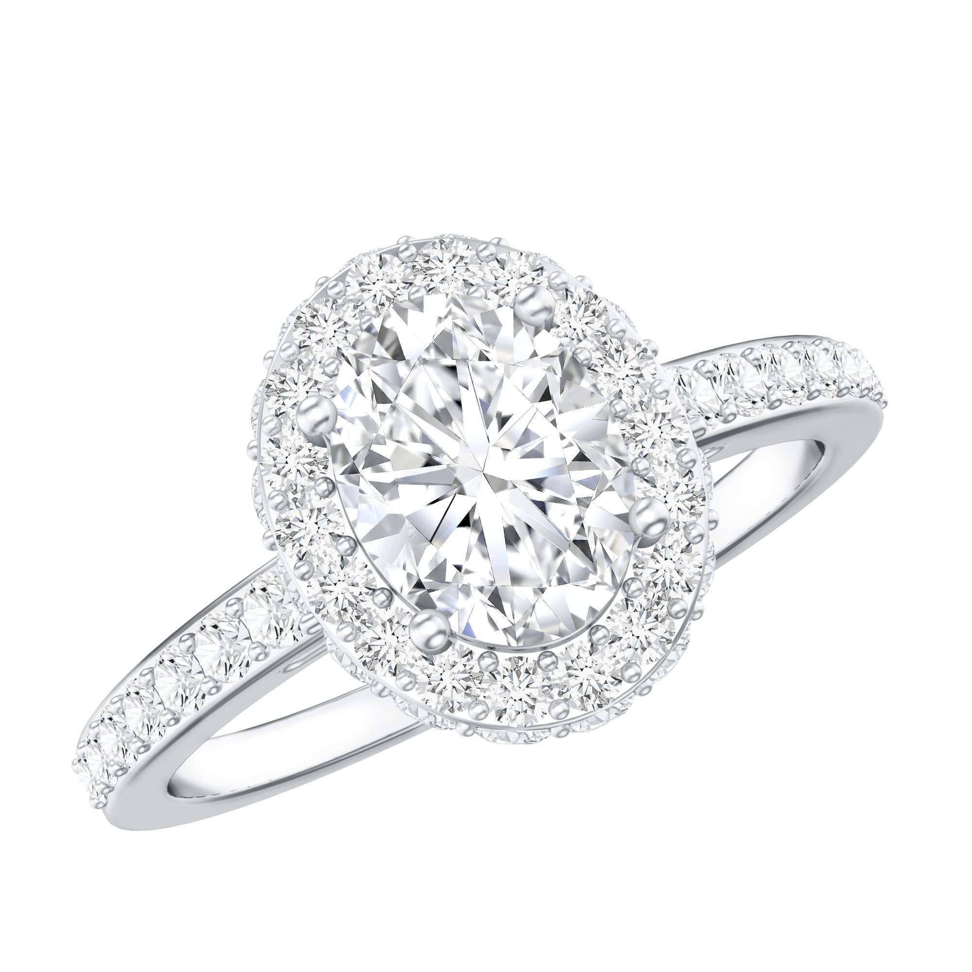 Brilliant Cut Moissanite Classic Engagement Ring with Halo D-VS1 - Rosec Jewels