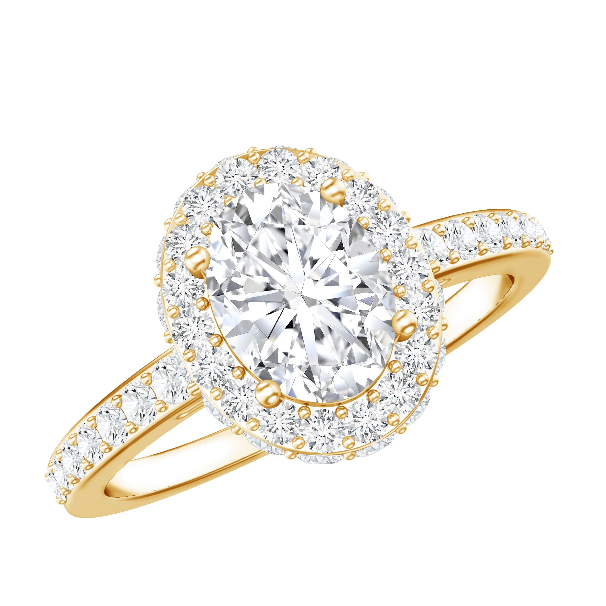 Brilliant Cut Moissanite Classic Engagement Ring with Halo D-VS1 - Rosec Jewels