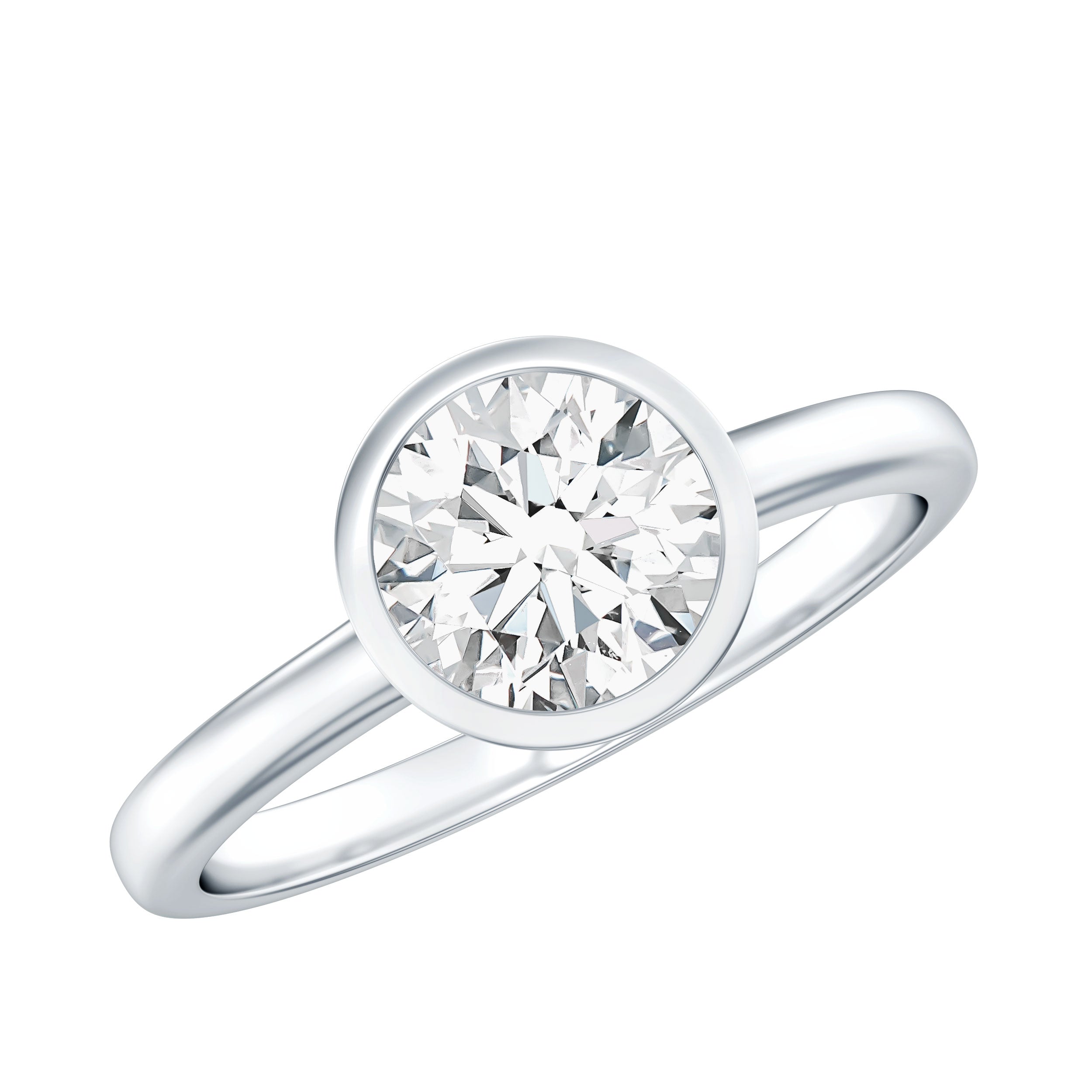1.50 CT Moissanite Bezel Set Engagement Ring For Women D-VS1 - Rosec Jewels