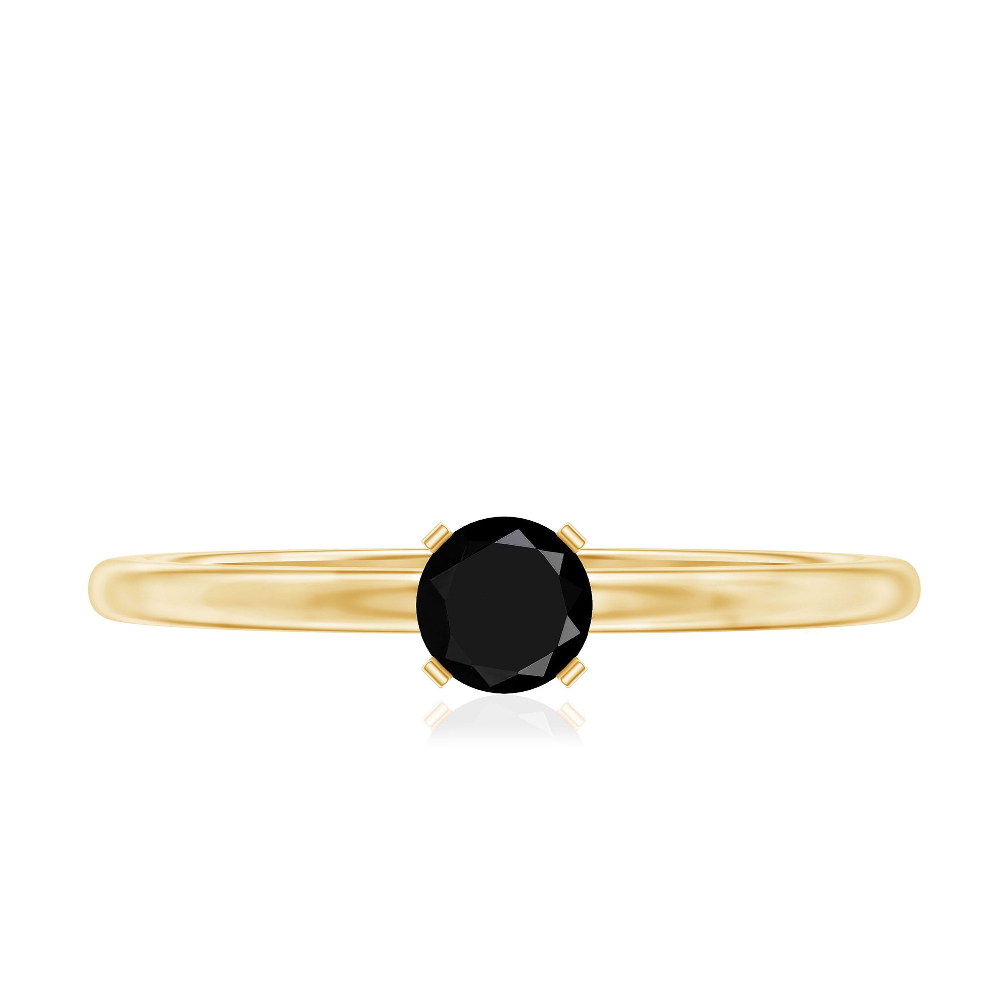 Simple Black Onyx Solitaire Promise Ring for Women AAA - Rosec Jewels