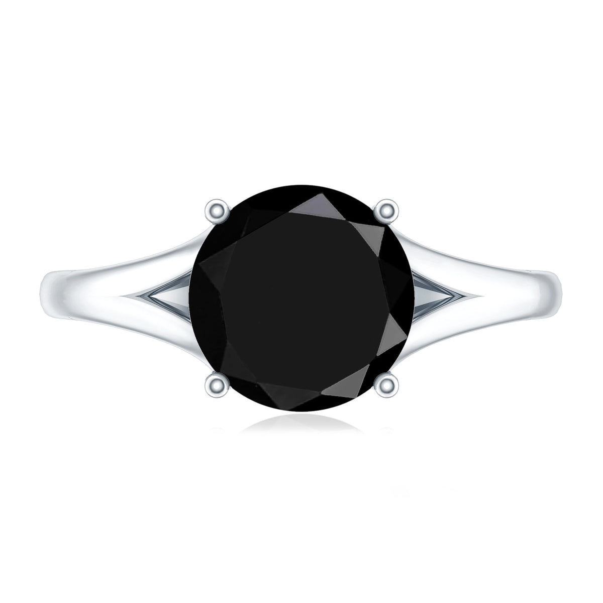 Real 2 Carat Black Onyx Solitaire Ring with Hidden Moissanite AAA - Rosec Jewels