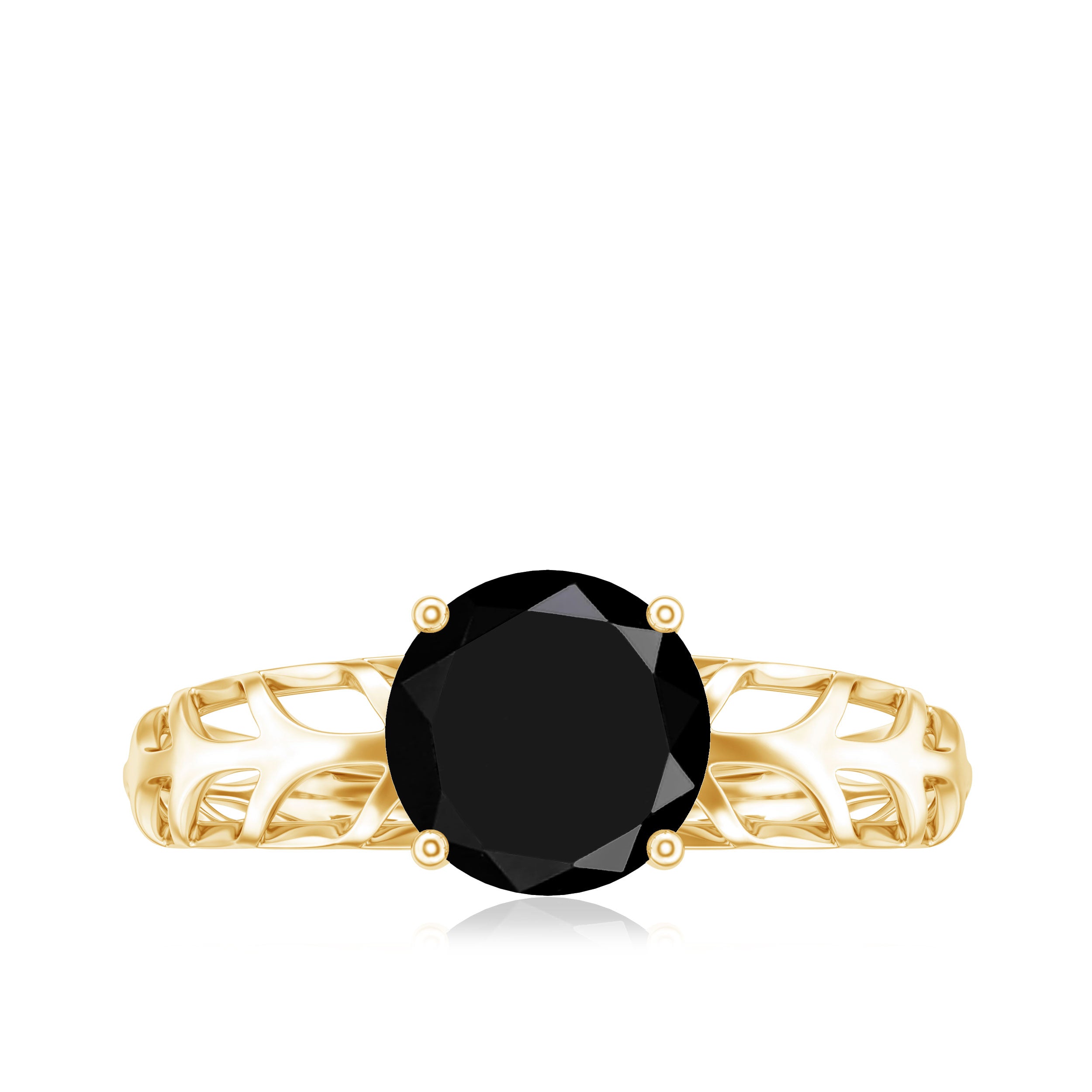 Natural 2.6 Carat Black Spinel Solitaire Engagement Ring for Women AAA - Rosec Jewels