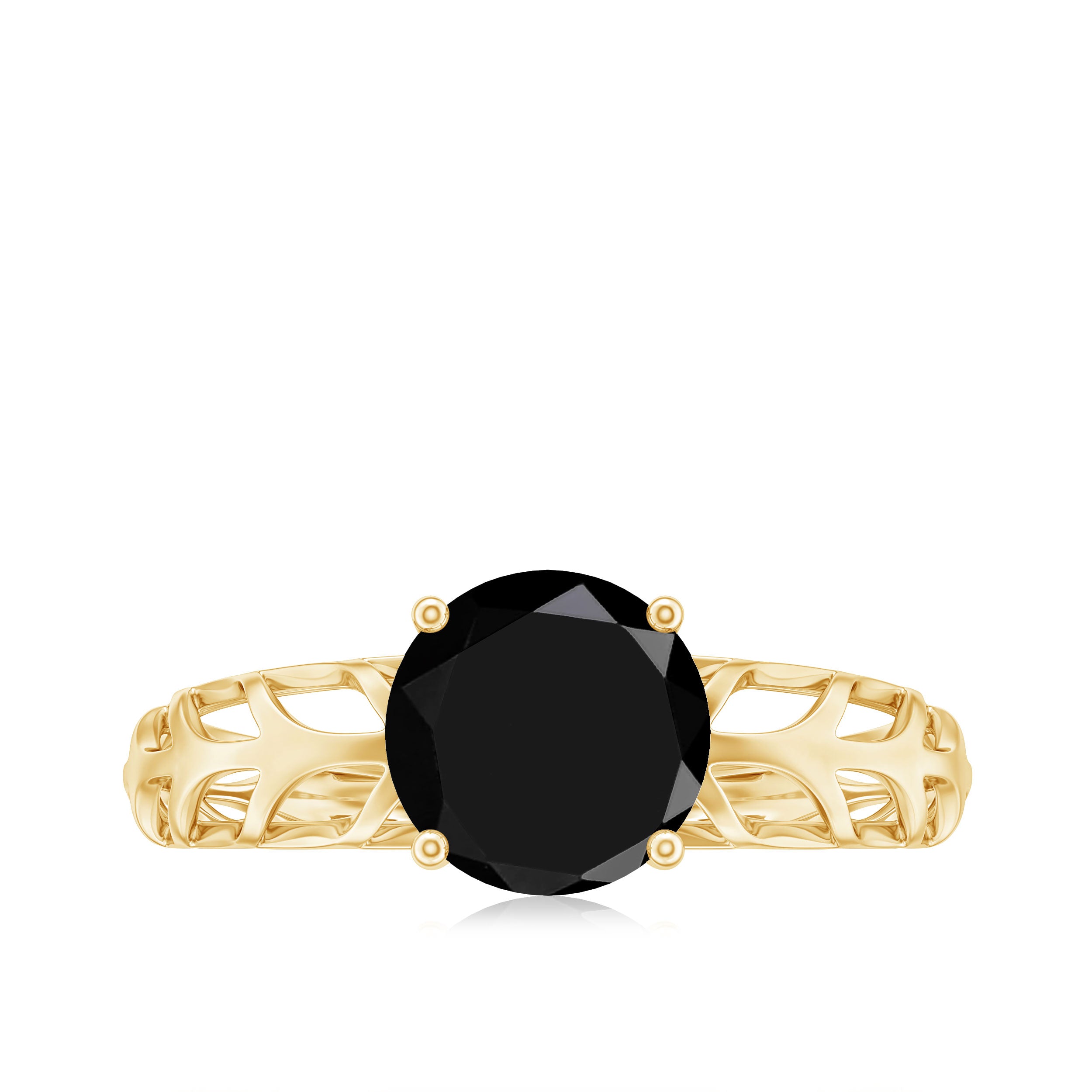 Natural 2.6 Carat Black Spinel Solitaire Engagement Ring for Women AAA - Rosec Jewels