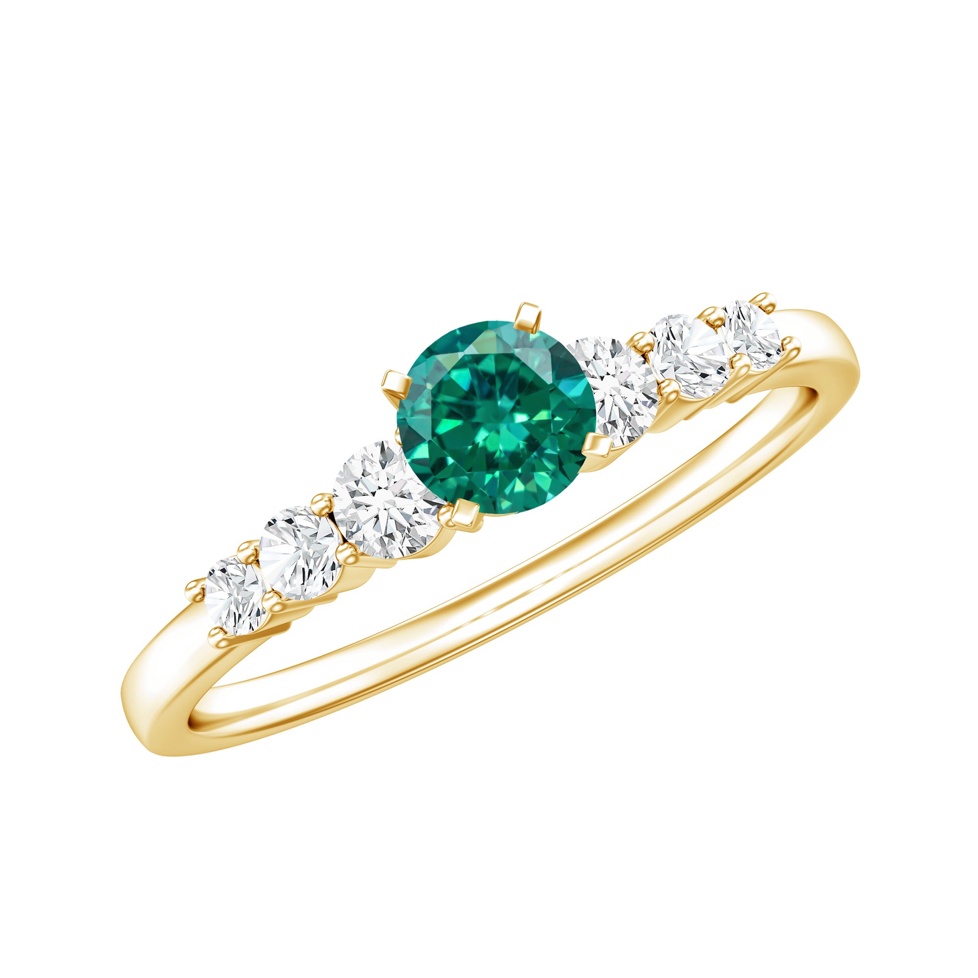 Round Lab Grown Emerald Diamond Promise Ring with Certificate AAAA - Rosec Jewels