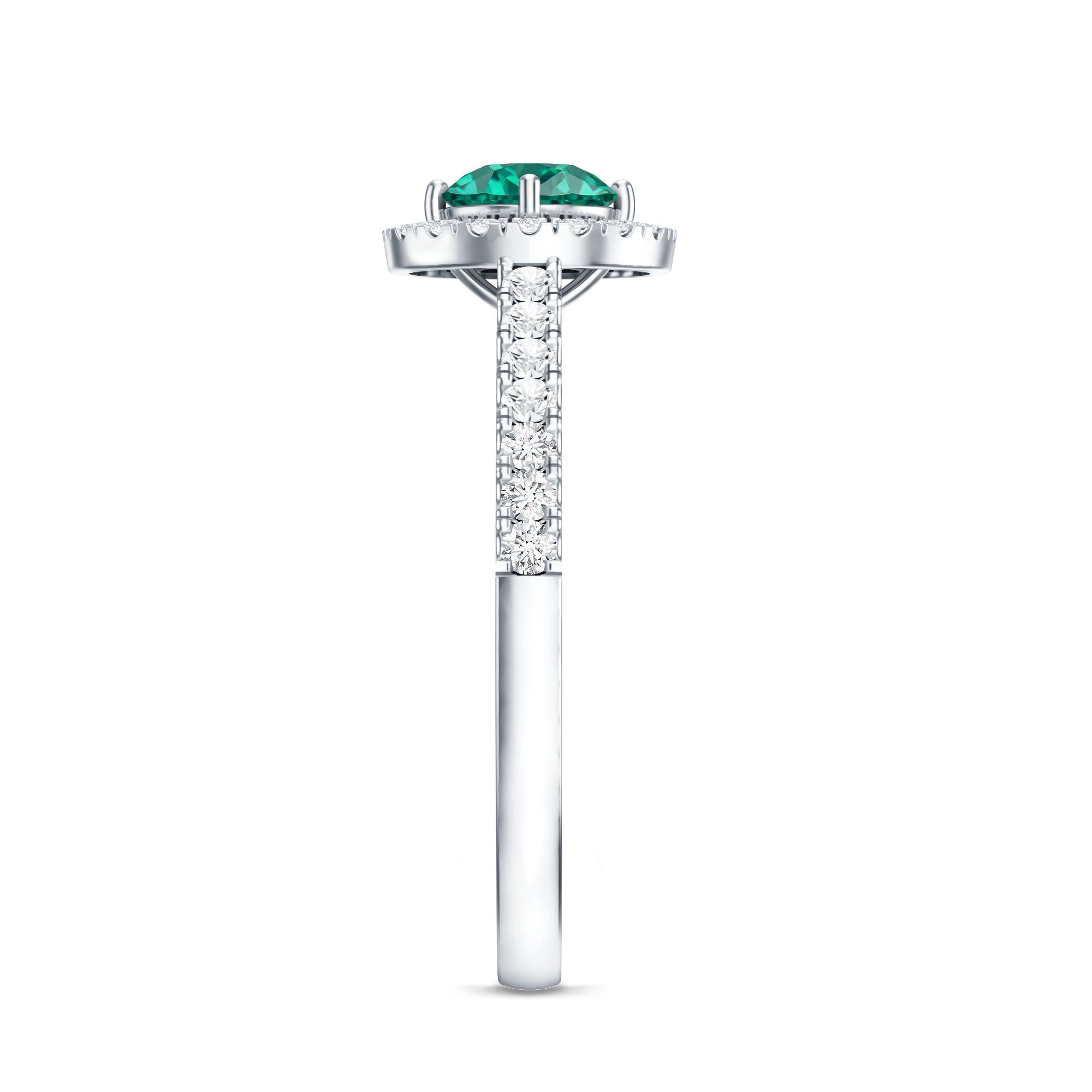 Certified Lab Grown Emerald Diamond Halo Engagement Ring AAAA - Rosec Jewels