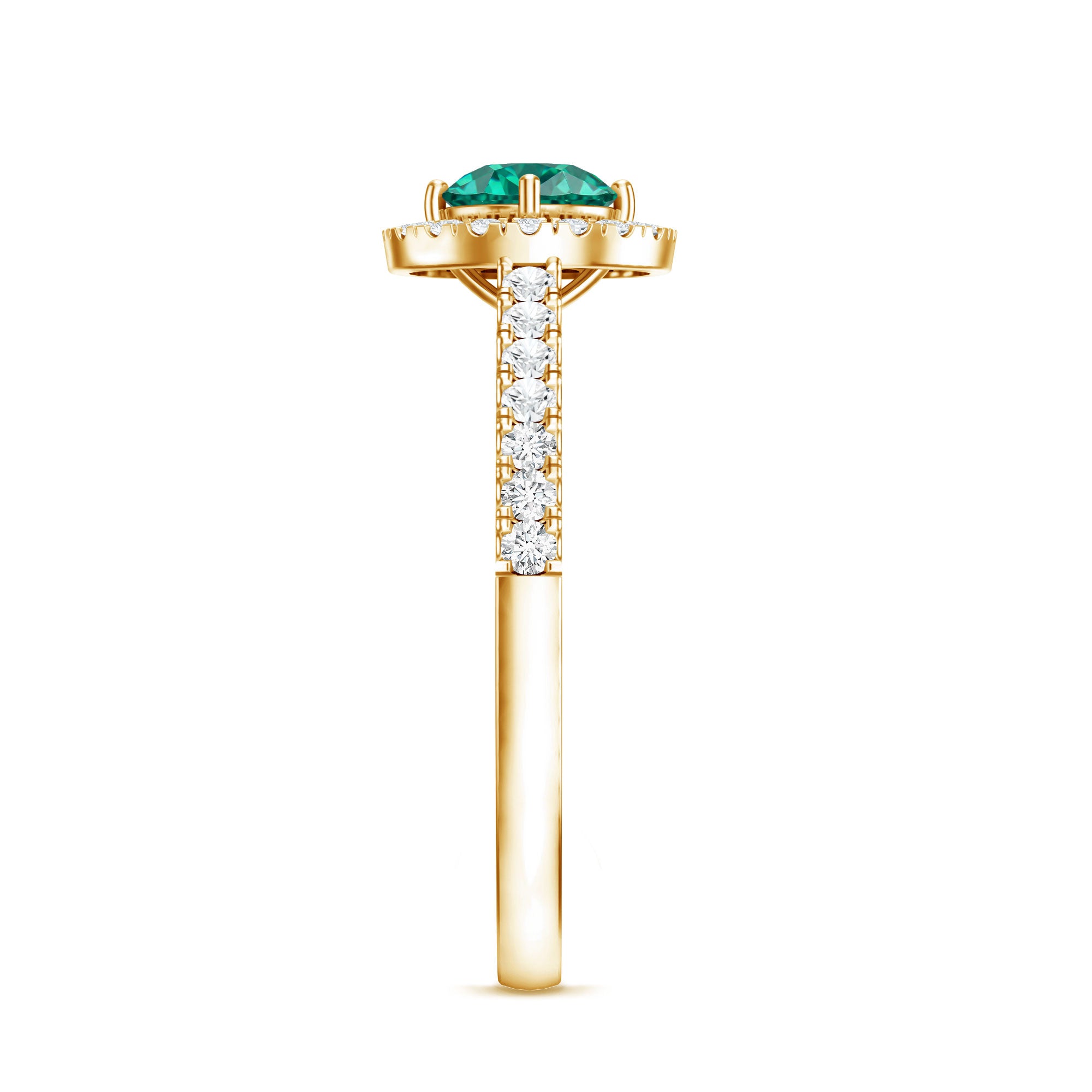 Certified Lab Grown Emerald Diamond Halo Engagement Ring AAAA - Rosec Jewels