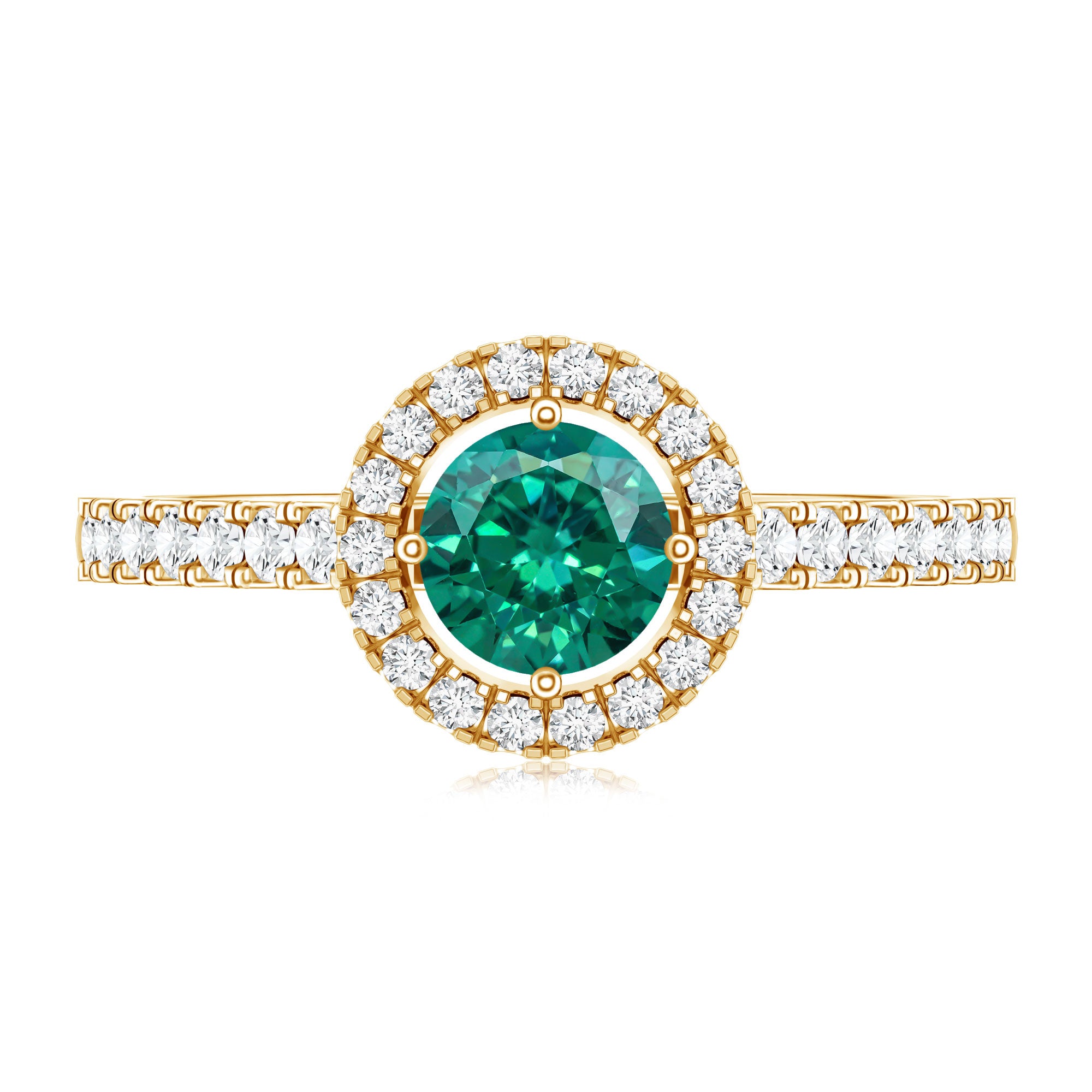 Certified Lab Grown Emerald Diamond Halo Engagement Ring AAAA - Rosec Jewels