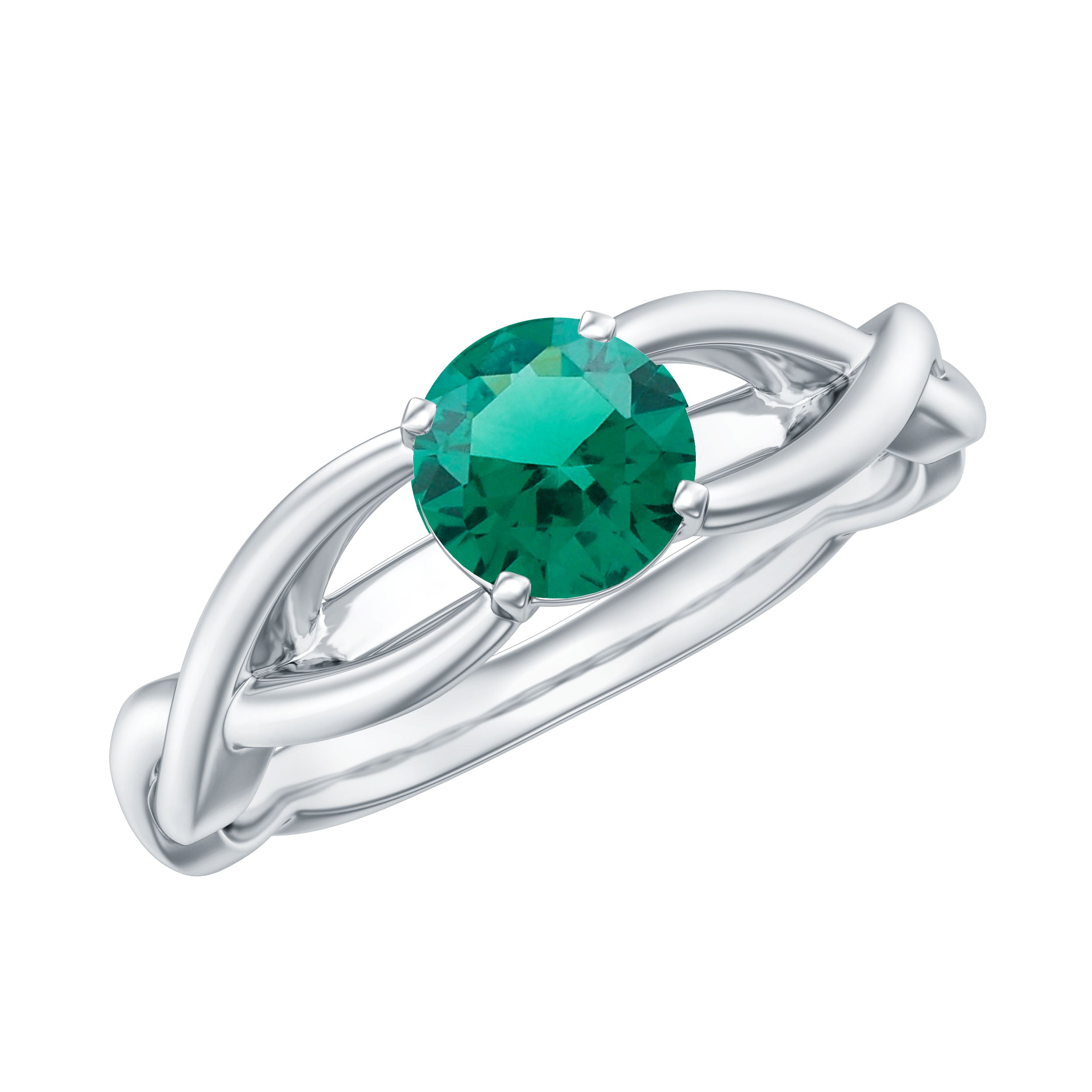 Certified Lab Grown Emerald Crossover Ring with Diamond