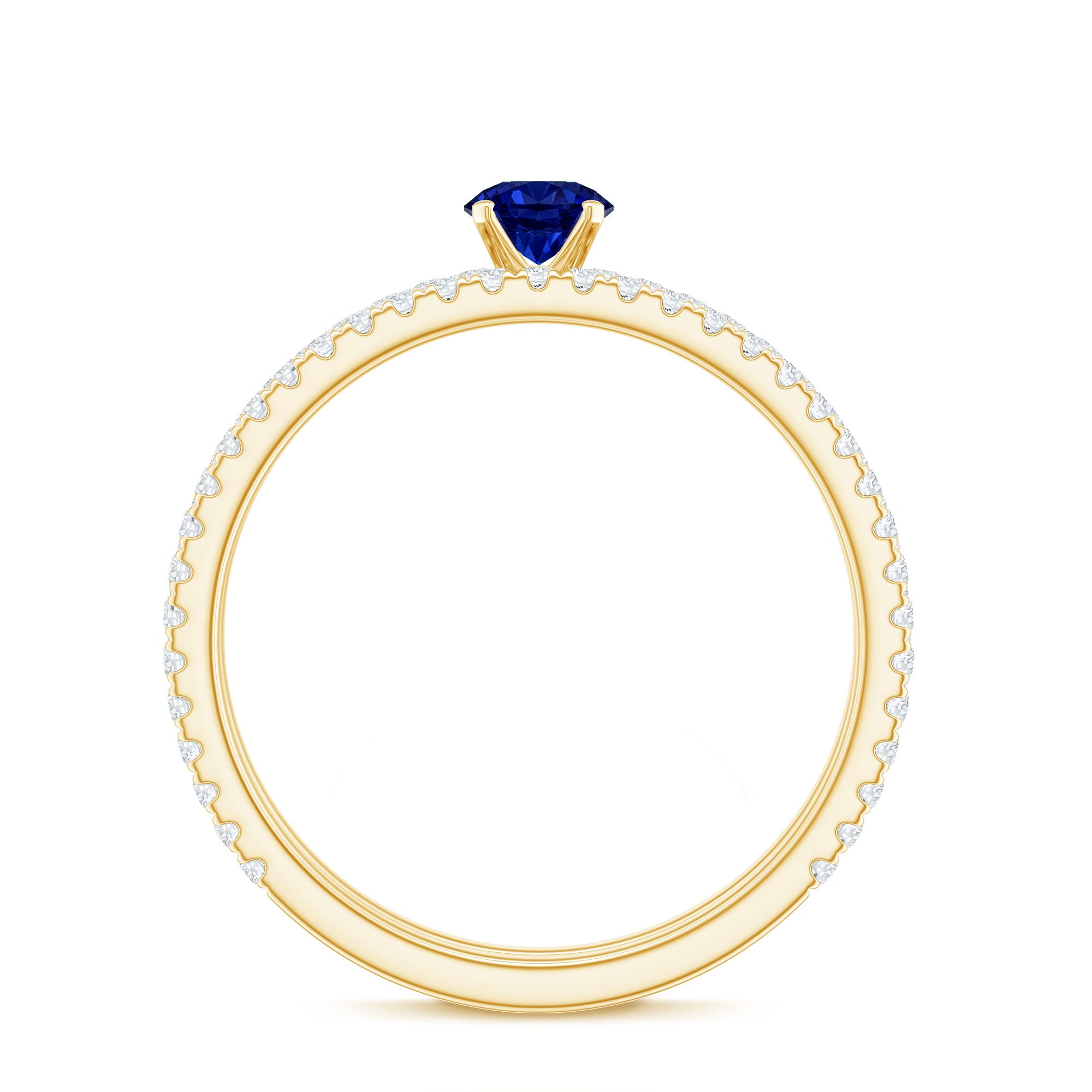 Certified 0.6 Carat Lab Grown Blue Sapphire Engagement Ring Set with Diamond AAAA - Rosec Jewels