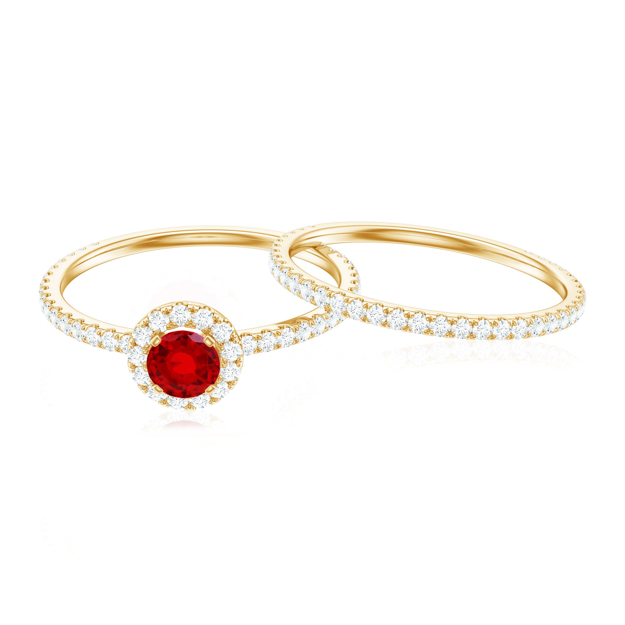 Certified Lab Grown Ruby Minimal Engagement Ring with Enhancer AAAA - Rosec Jewels