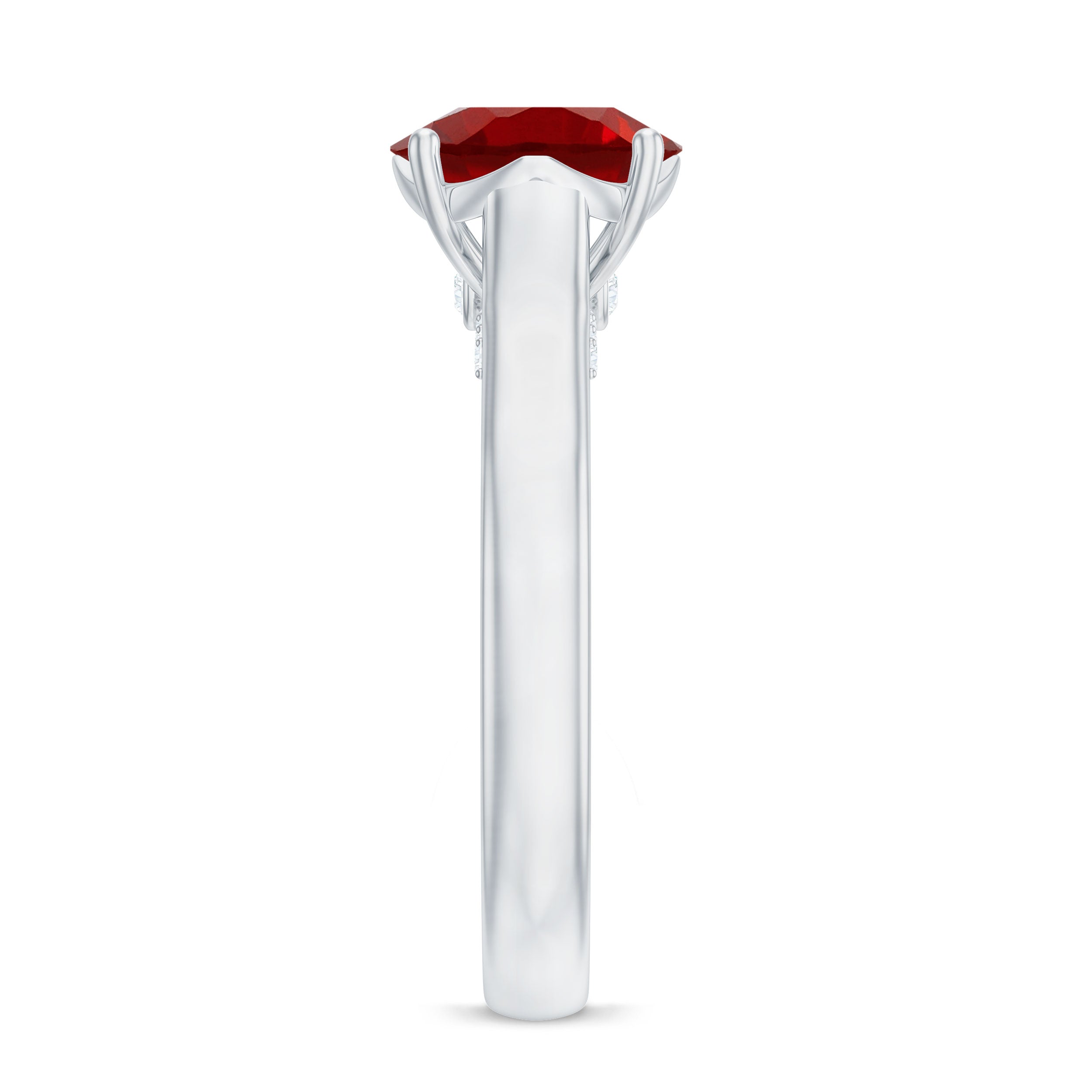 Rosec Jewels-Solitaire 8 MM Lab Created Ruby Engagement Ring with Surprise Diamonds