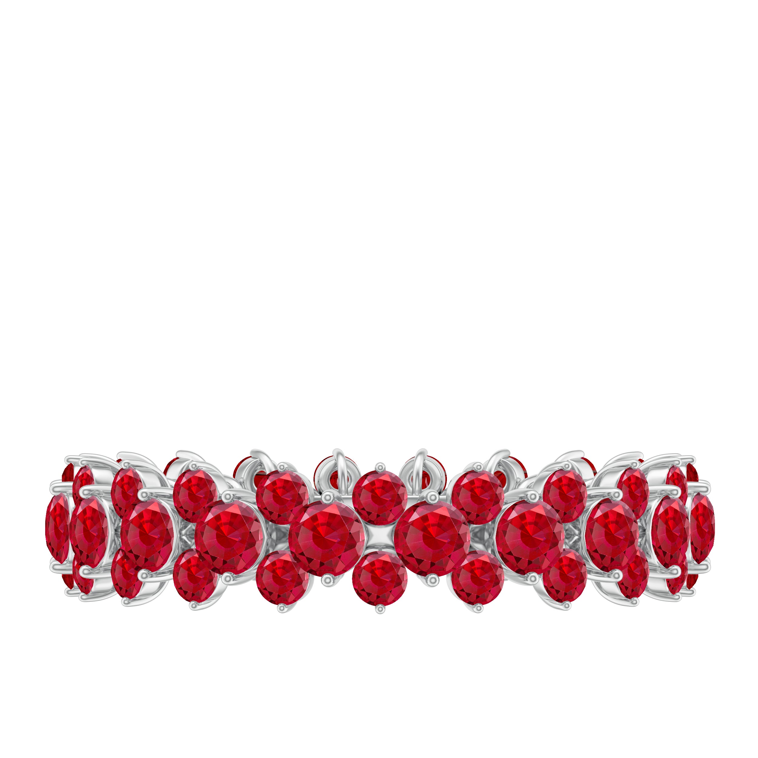 Lab Created Ruby Cluster Wedding Band for Women AAAA - Rosec Jewels