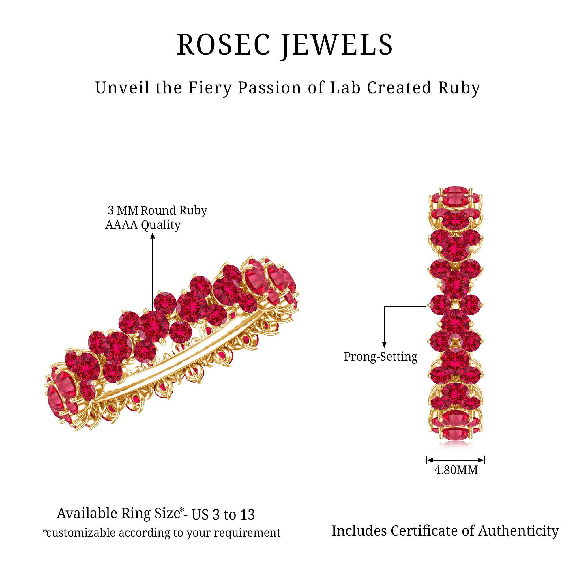 Lab Created Ruby Cluster Wedding Band for Women AAAA - Rosec Jewels