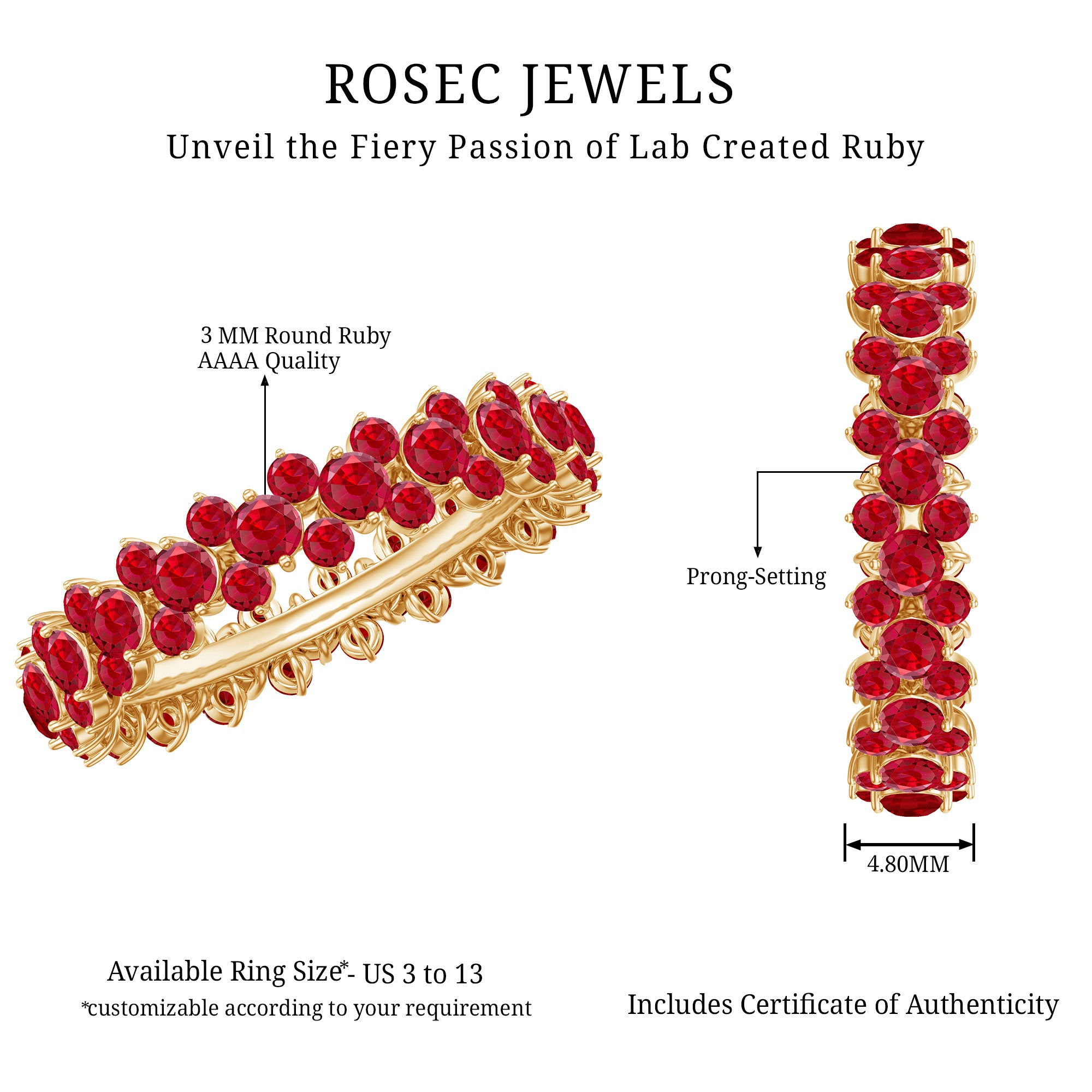 Lab Created Ruby Cluster Wedding Band for Women AAAA - Rosec Jewels