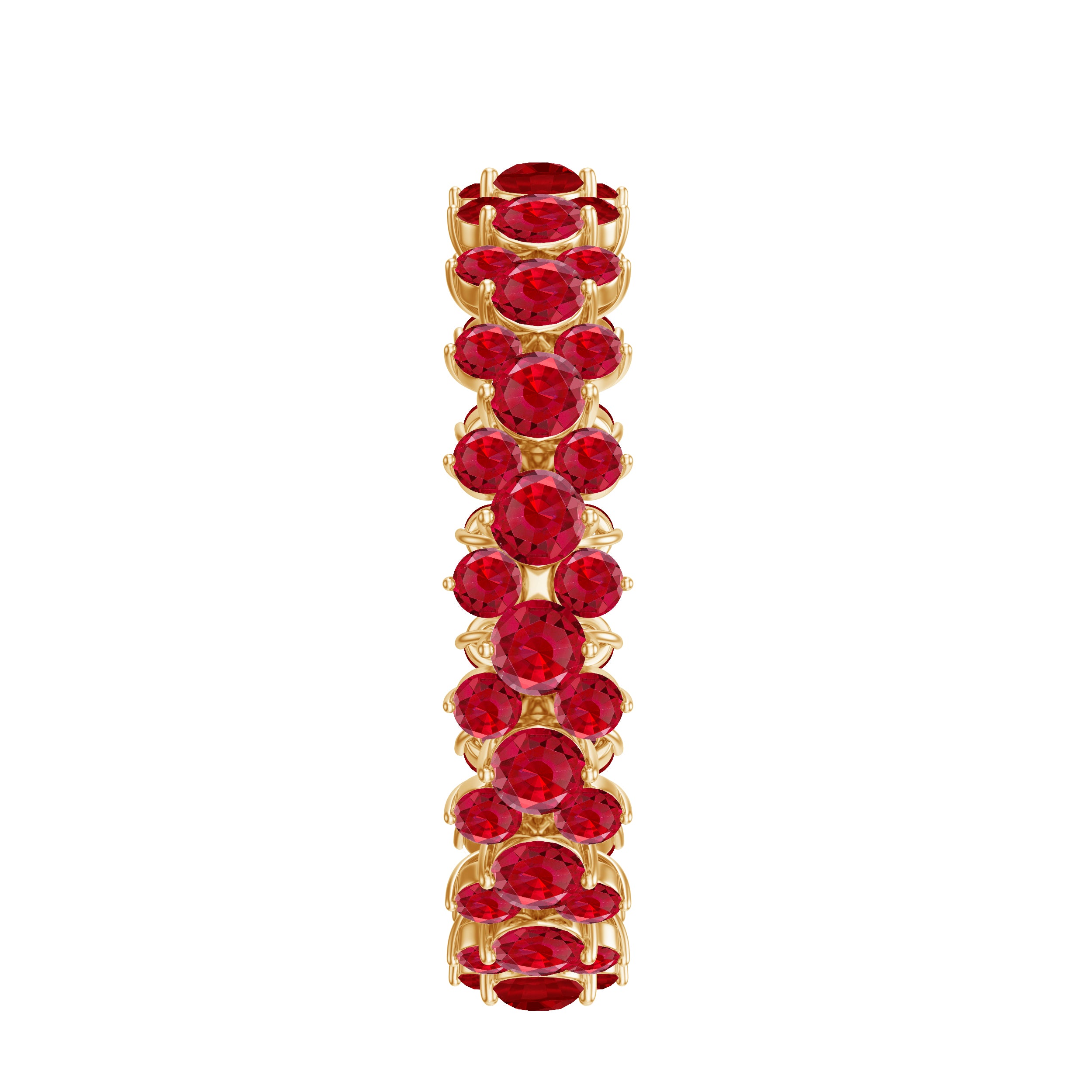 Lab Created Ruby Cluster Wedding Band for Women AAAA - Rosec Jewels