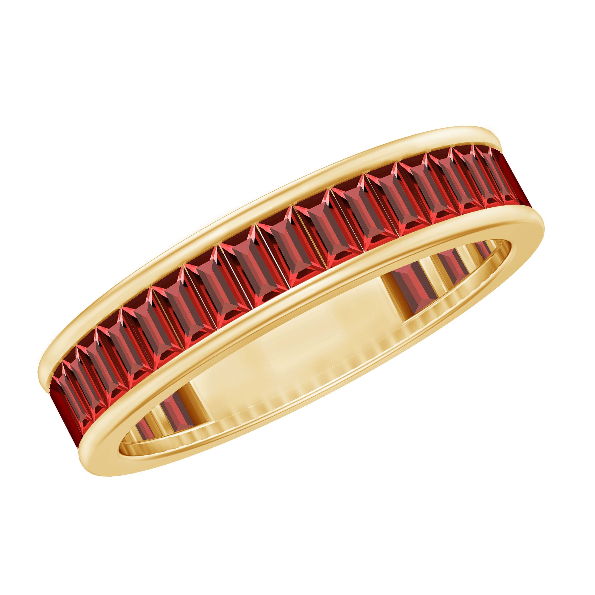 Certified Lab Grown Ruby Baguette Eternity Band for Women AAAA - Rosec Jewels