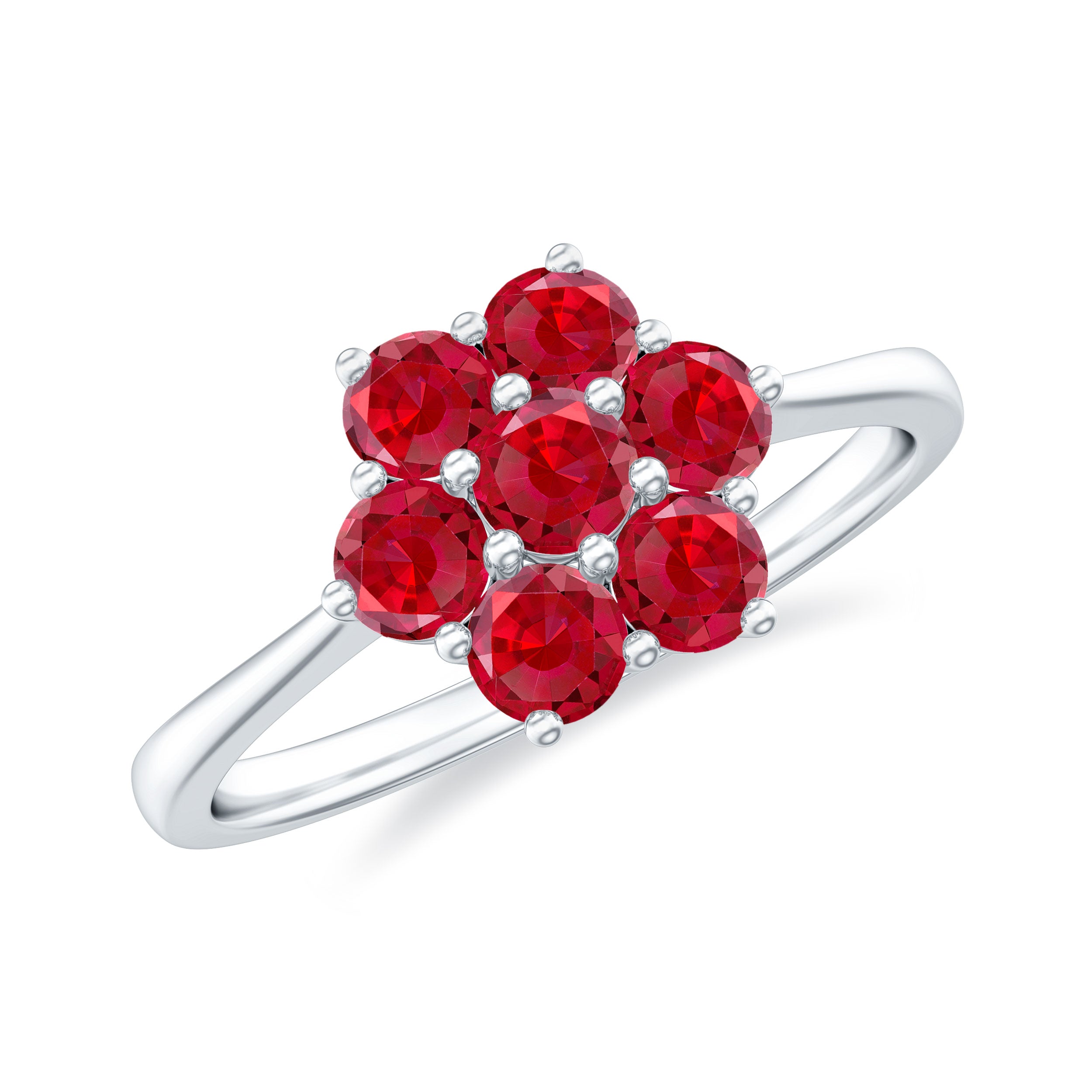 Rosec Jewels-1 CT Round Cut Lab Created Ruby Cluster Ring