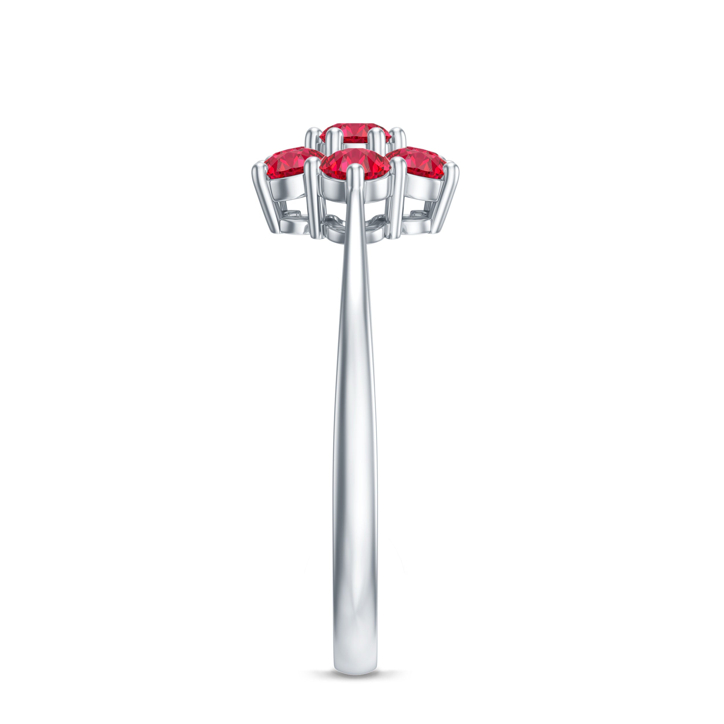 Certified Round Cut Lab Created Ruby Cluster Flower Ring AAAA - Rosec Jewels