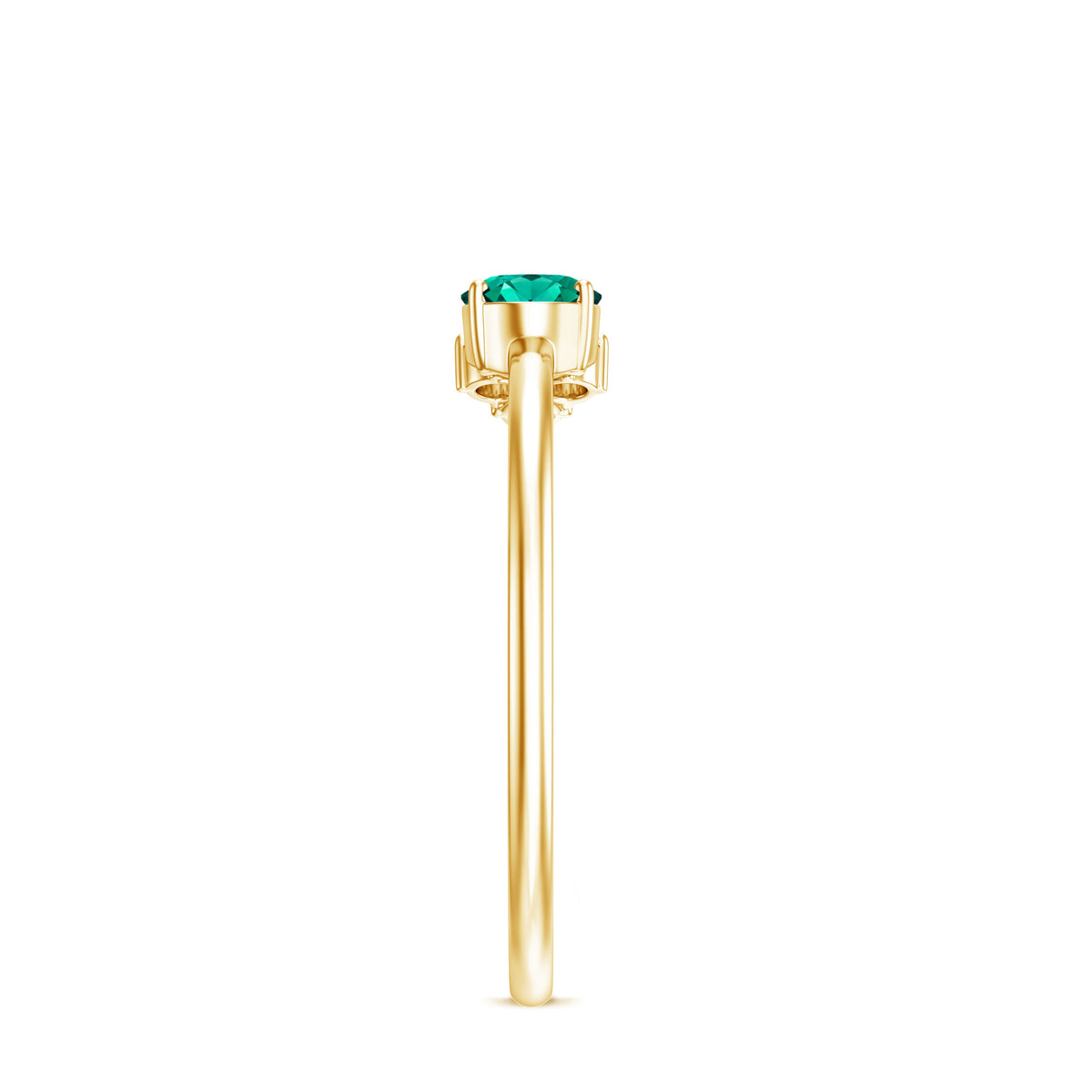 East West Style Oval Lab Grown Emerald Promise Ring with Diamond Trio AAAA - Rosec Jewels