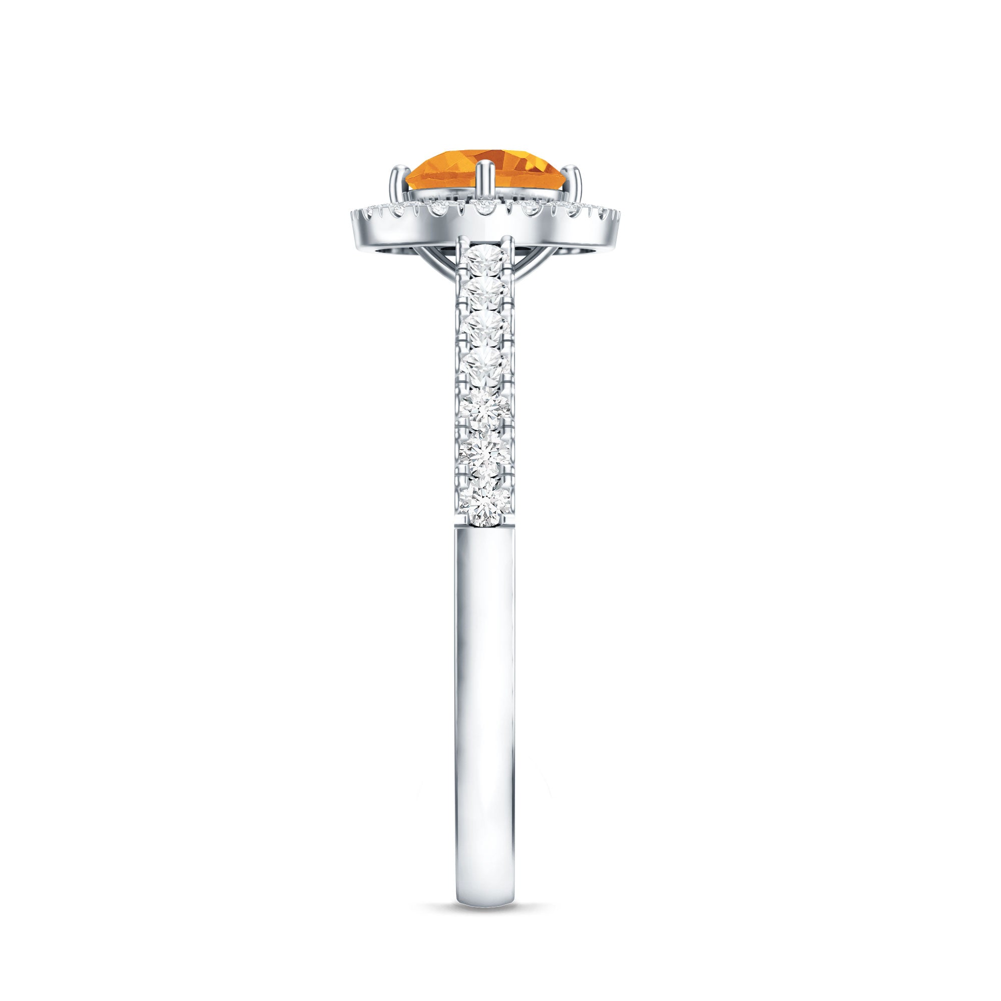 Minimalist Citrine Diamond Engagement Ring with Halo AAA - Rosec Jewels