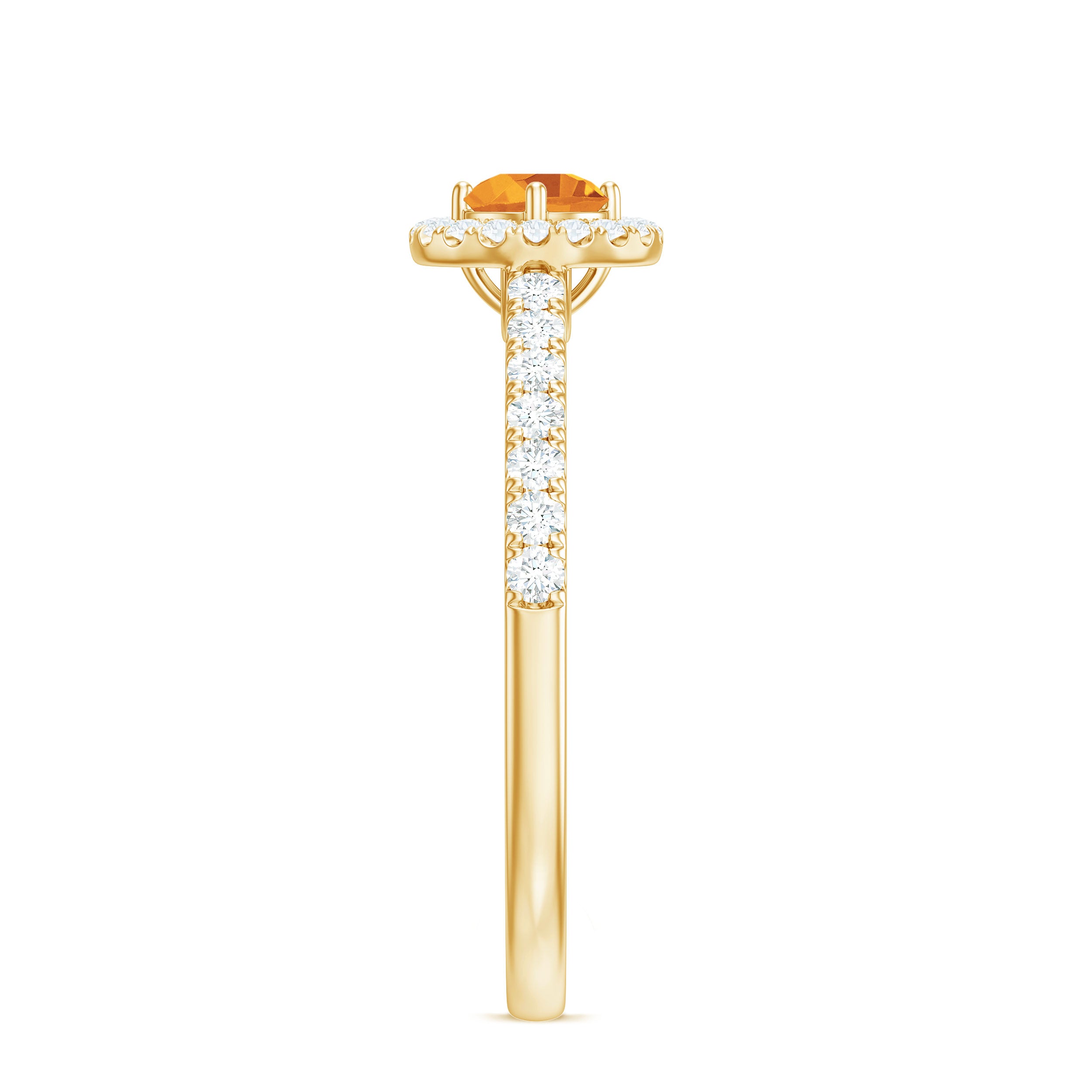 Minimalist Citrine Diamond Engagement Ring with Halo AAA - Rosec Jewels
