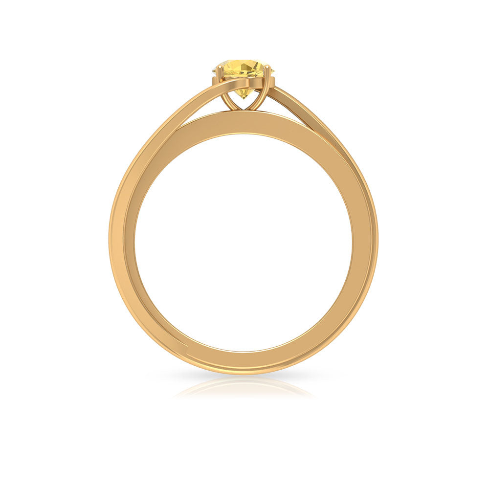 Natural Citrine Engagement Ring with Diamond Bypass Shank AAA - Rosec Jewels