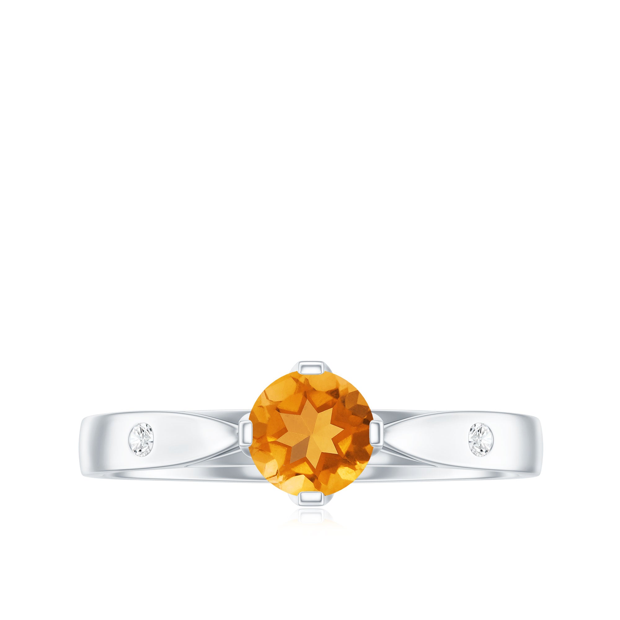 Certified Real Citrine Promise Ring with Diamond AAA - Rosec Jewels