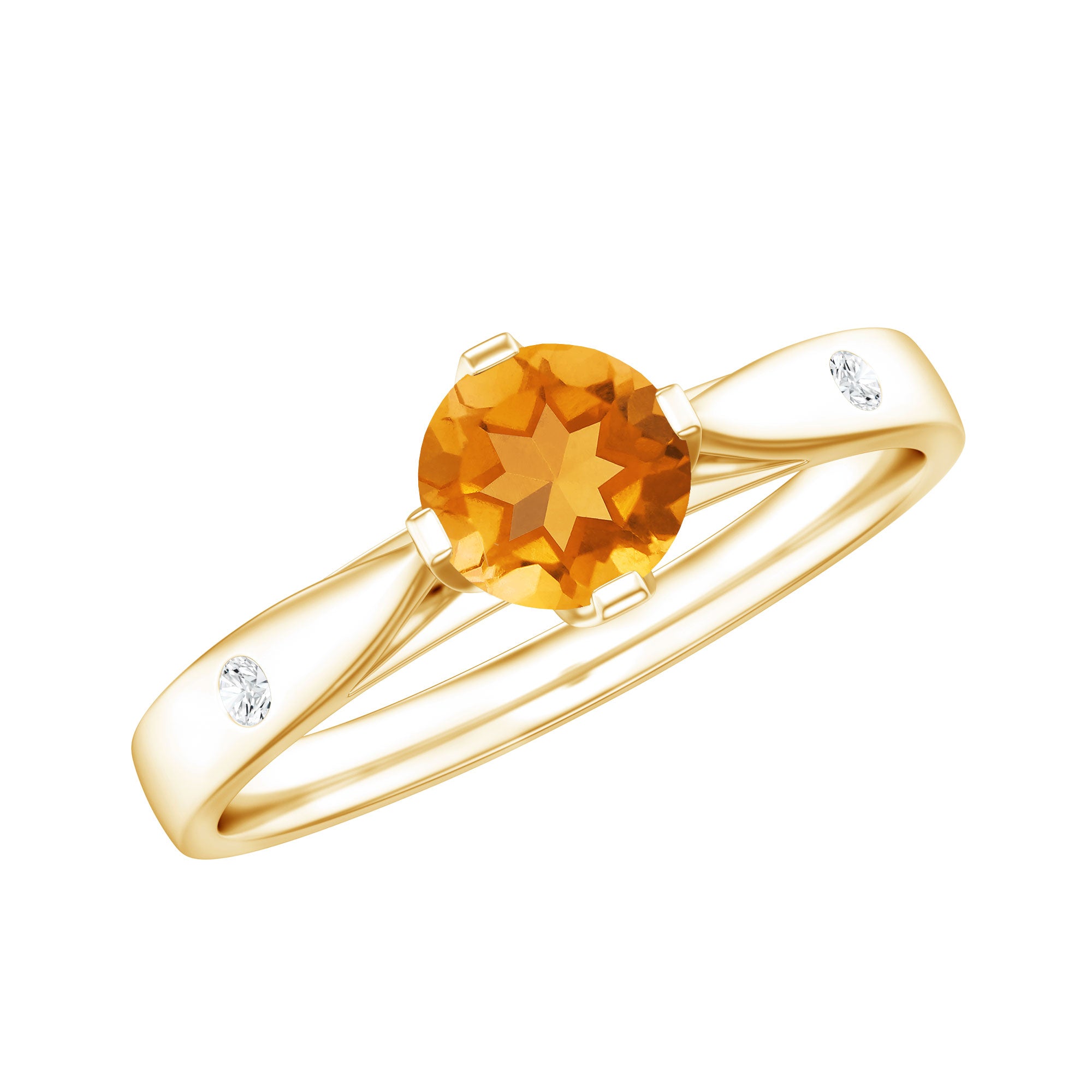Certified Real Citrine Promise Ring with Diamond AAA - Rosec Jewels