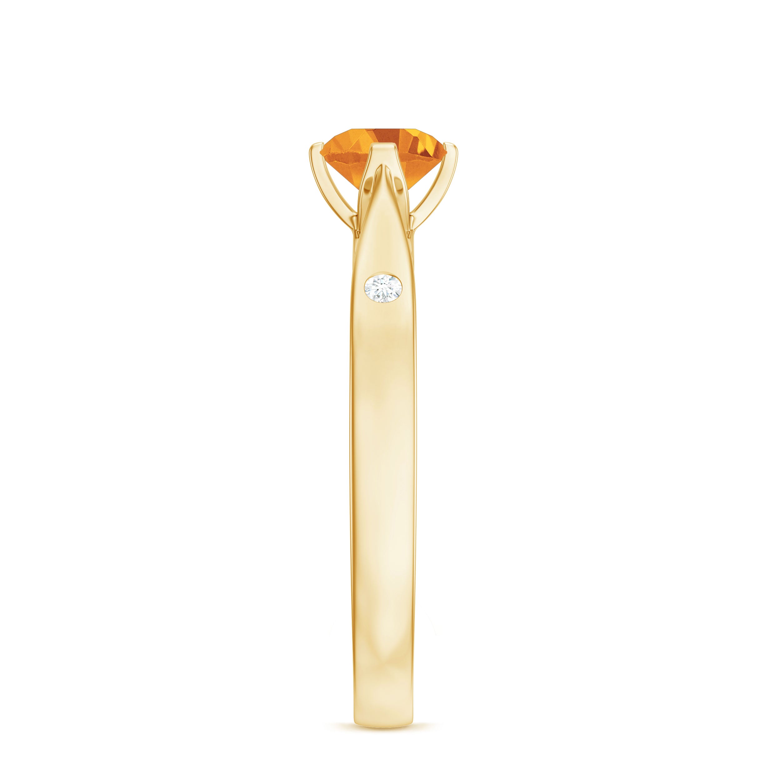 Certified Real Citrine Promise Ring with Diamond AAA - Rosec Jewels
