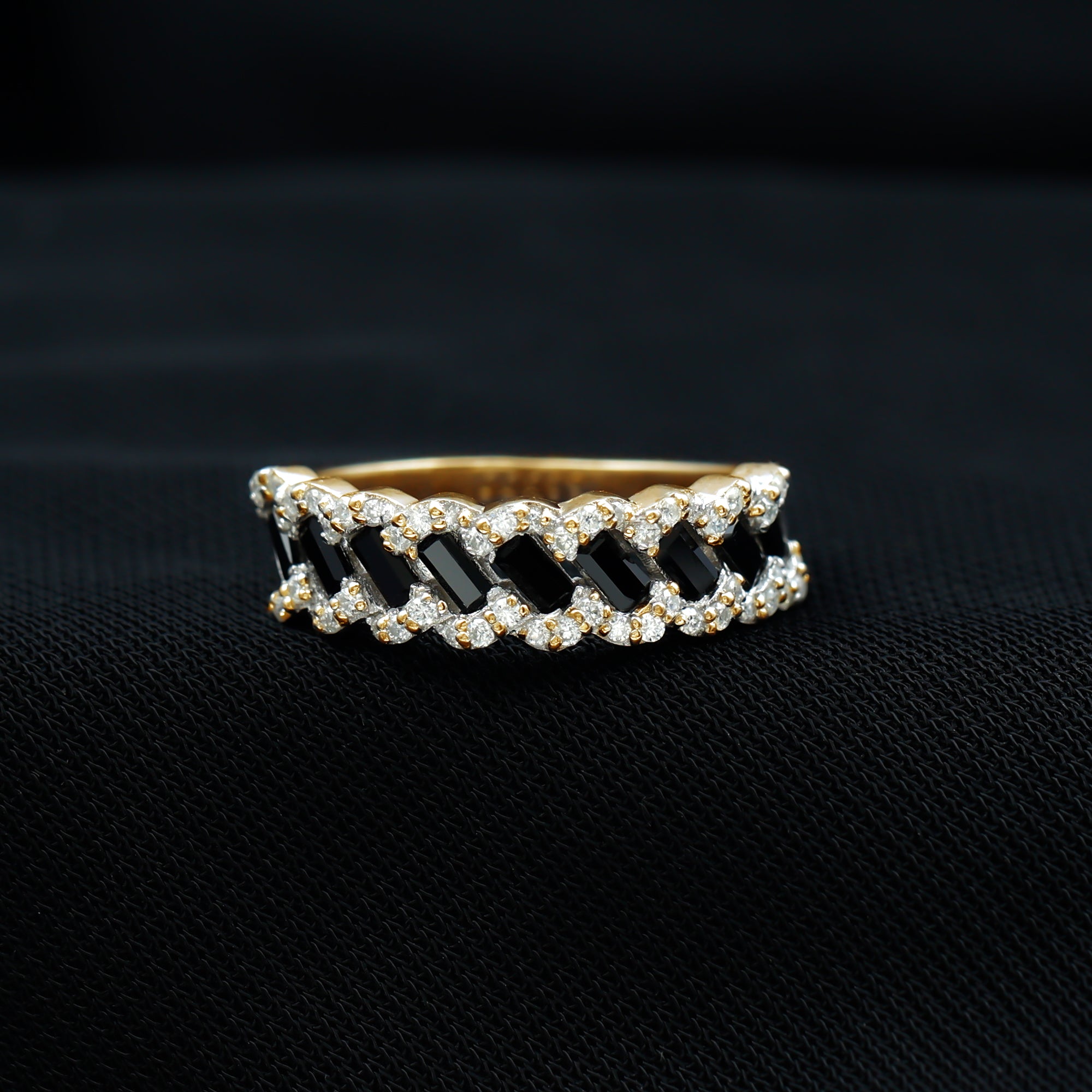 Certified Lab Grown Black and White Diamond Half Eternity Band Ring for Anniversary AAAA ( Synthetic ) - Rosec Jewels