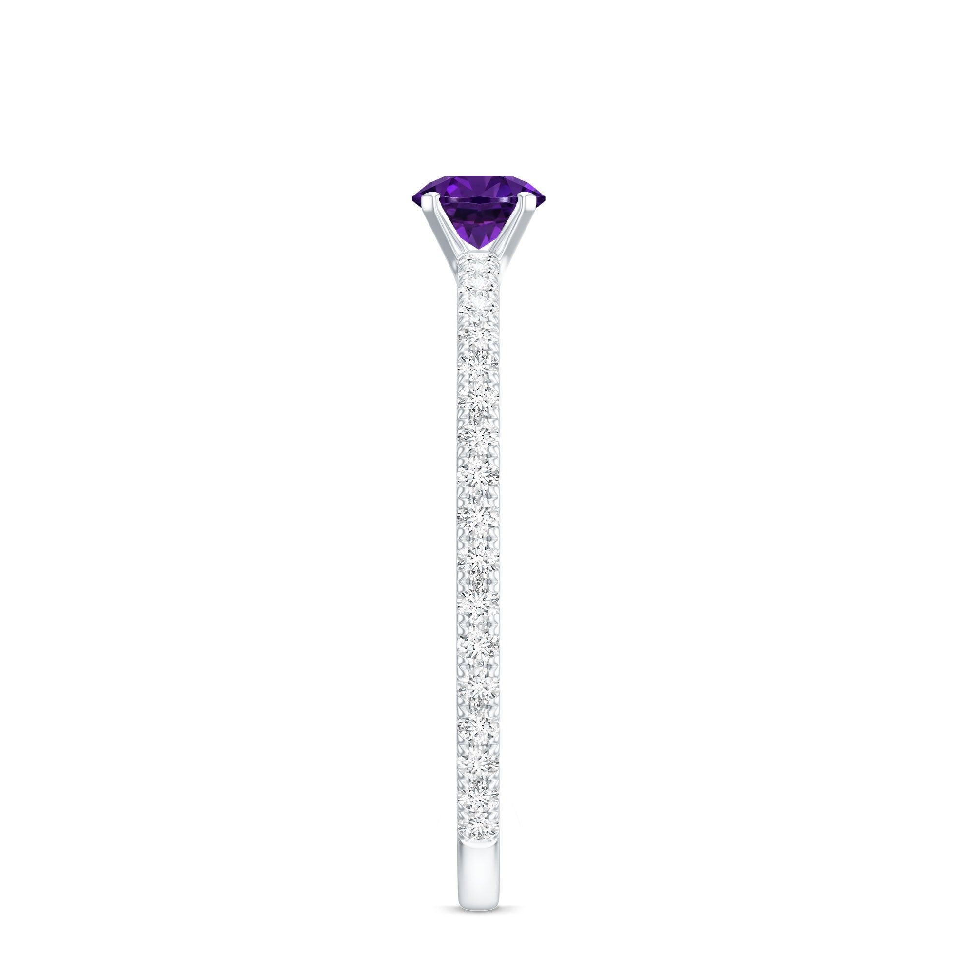 Real Amethyst Diamond Promise Ring for Women AAA - Rosec Jewels