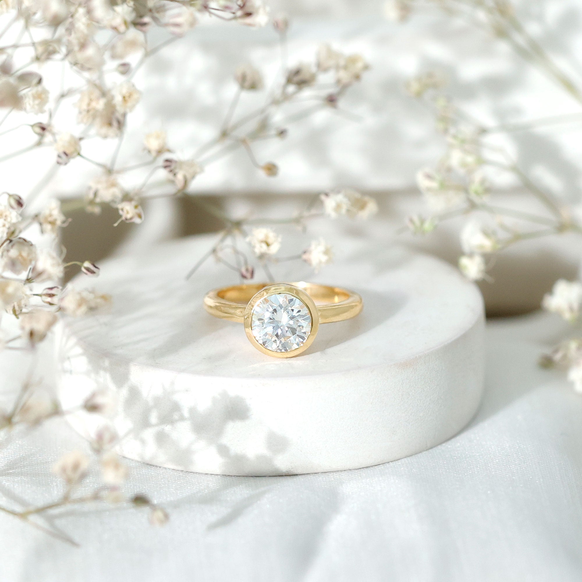 Bezel Set Moissanite Solitaire Ring For Engagement D-VS1 - Rosec Jewels