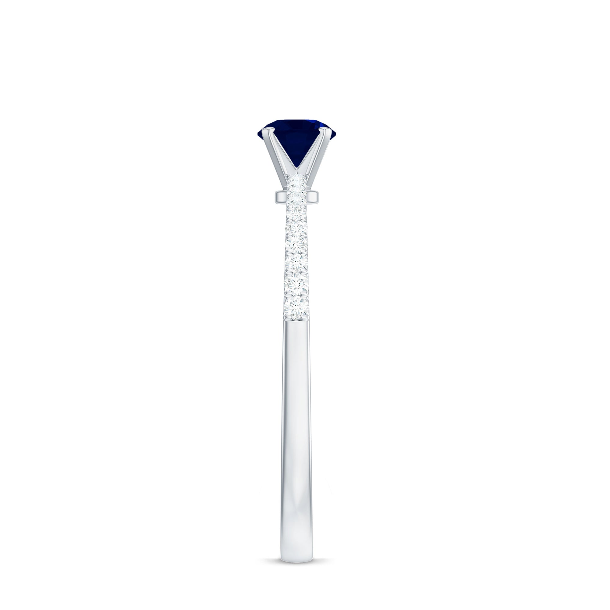 Real 0.9 Carat Blue Sapphire Promise Ring with Diamonds AAA - Rosec Jewels