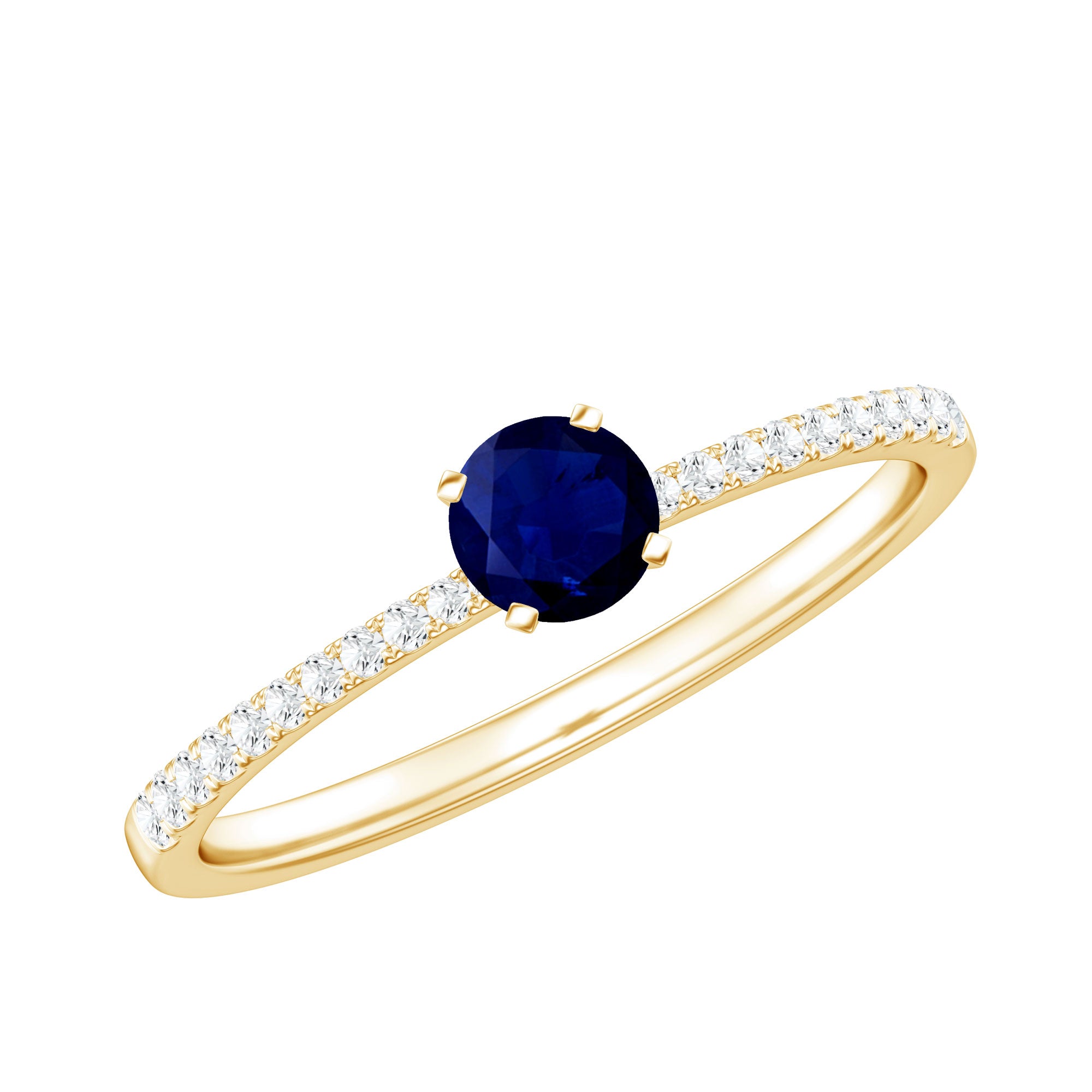 Real 0.9 Carat Blue Sapphire Promise Ring with Diamonds AAA - Rosec Jewels