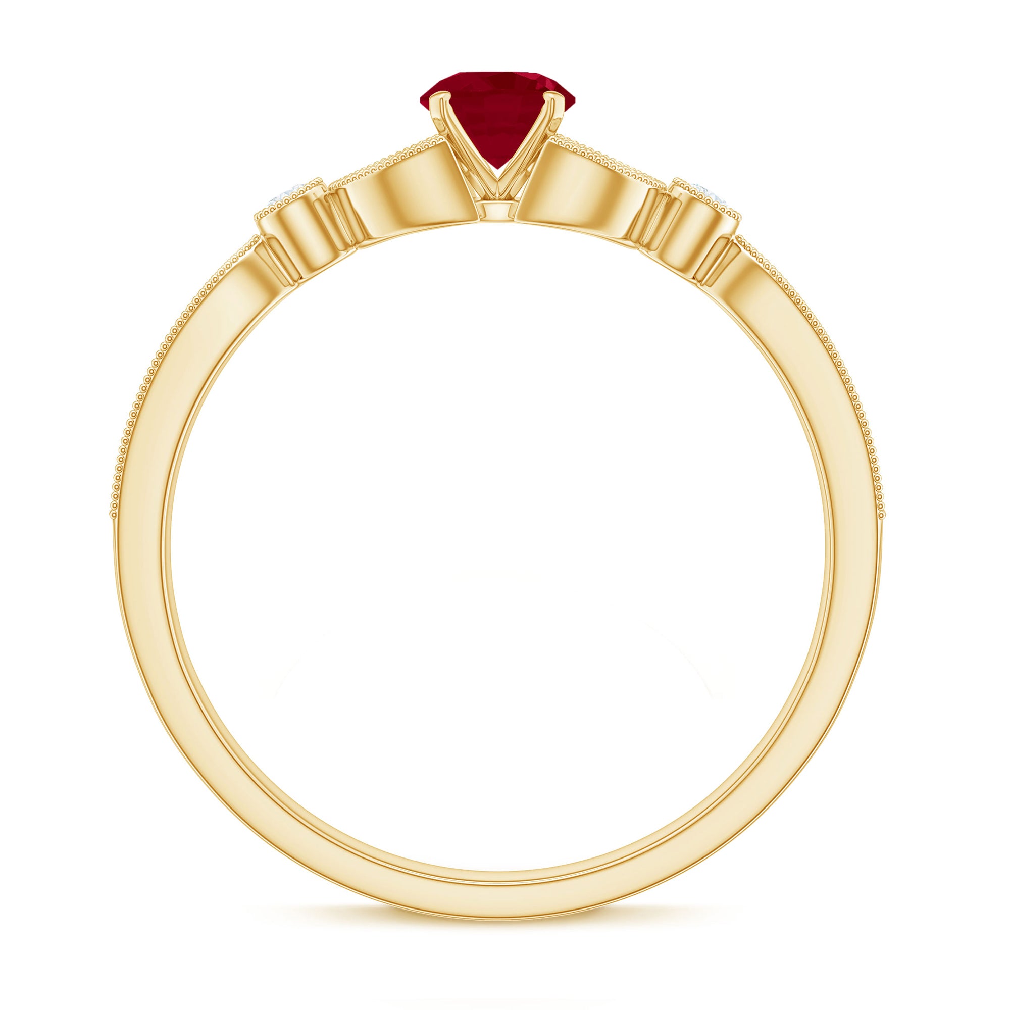 Rosec Jewels-Vintage Style 0.6 Carat Ruby Diamond Engagement Ring for Women