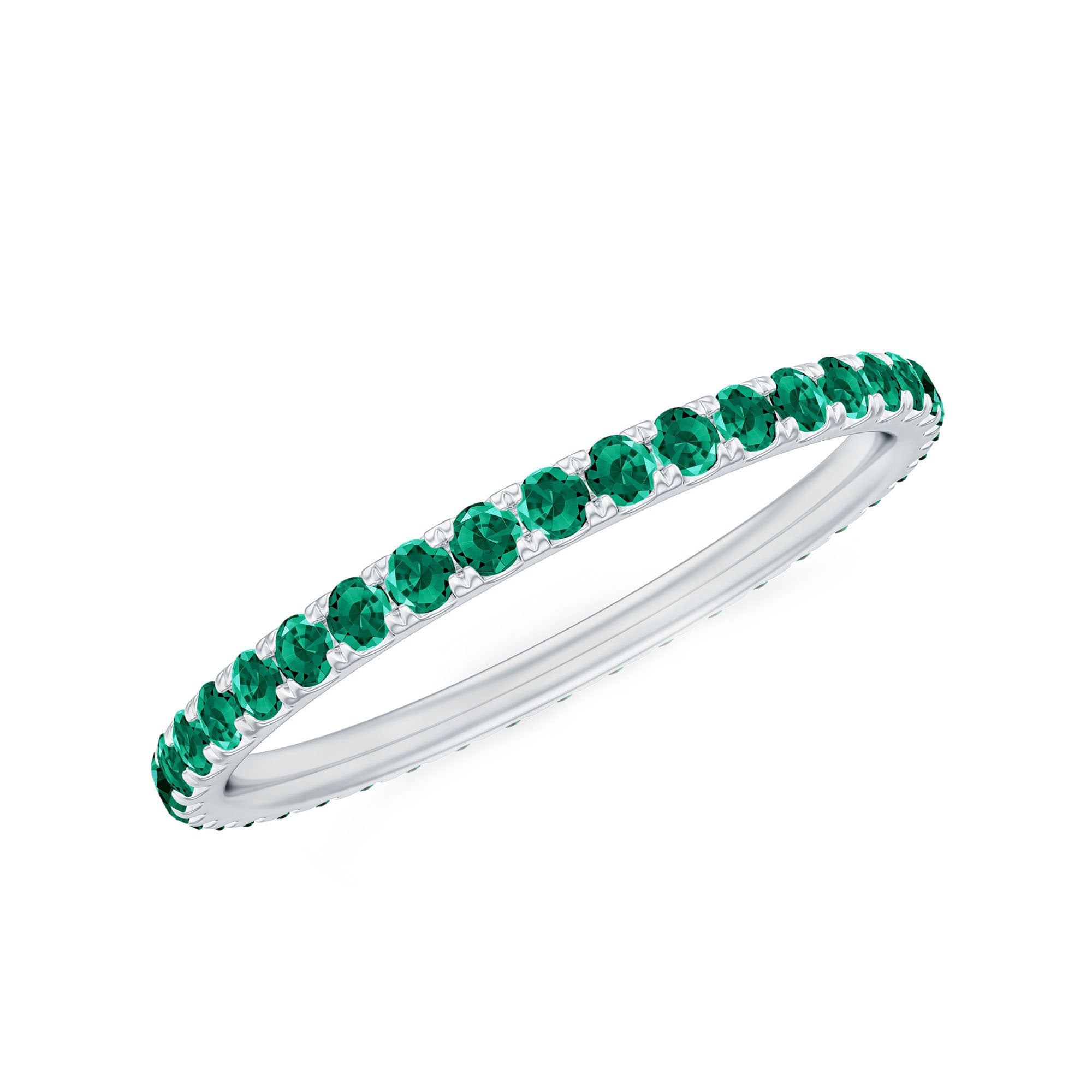 French Pave Set Lab Emerald Stackable Eternity Ring