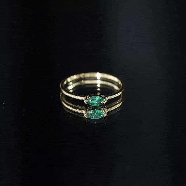 4X8 MM Marquise Lab Grown Emerald East West Promise Ring AAAA - Rosec Jewels
