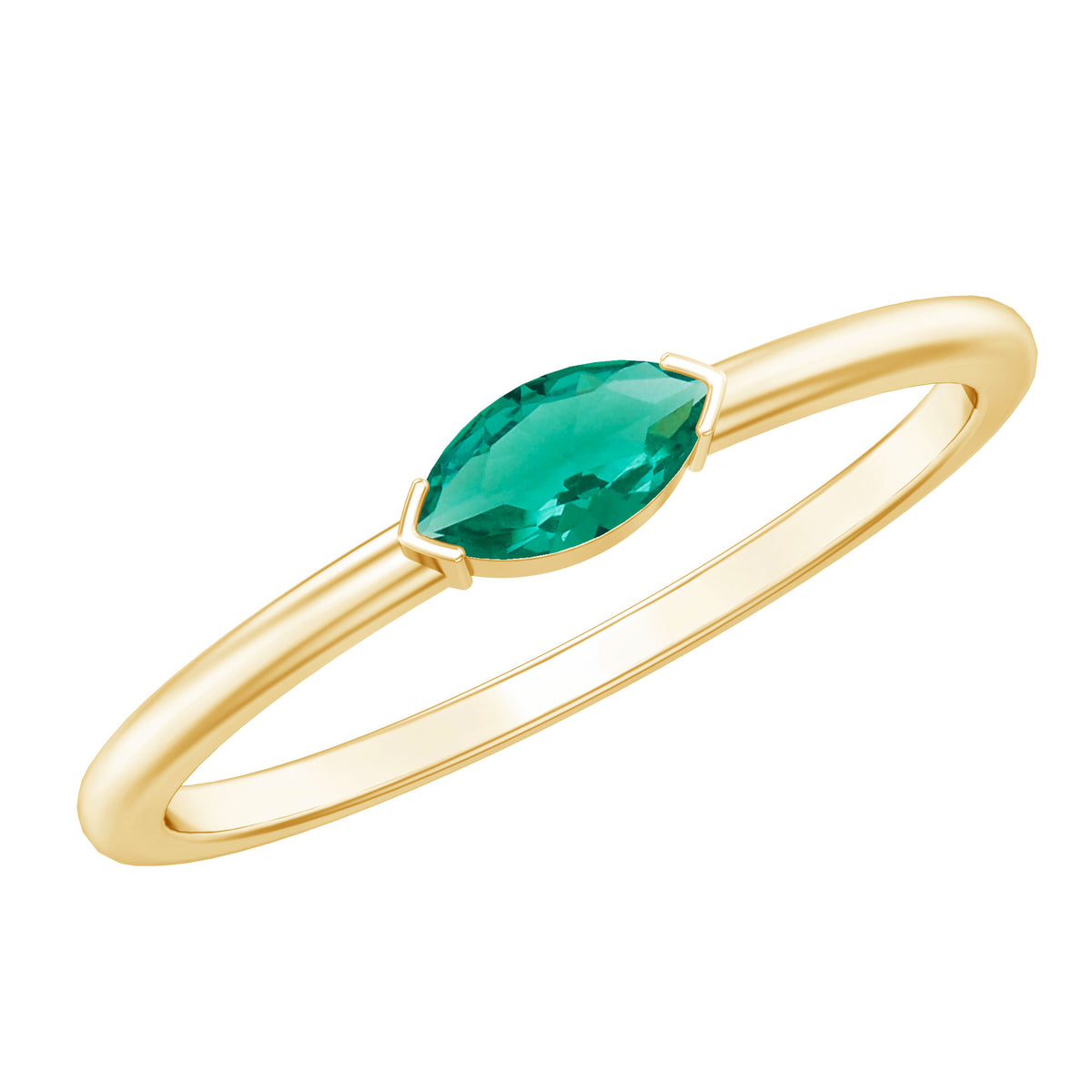 4X8 MM Marquise Lab Grown Emerald East West Promise Ring AAAA - Rosec Jewels