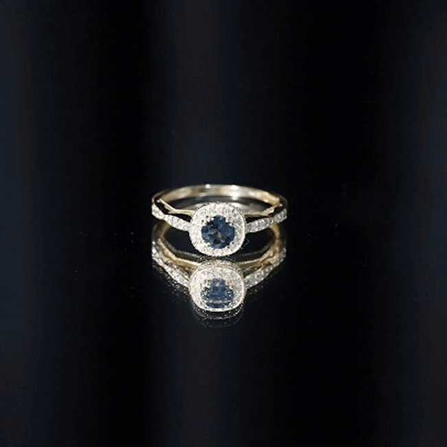 0.6 Carat London Blue topaz Vintage Inspired Ring with Diamond Halo AAA - Rosec Jewels