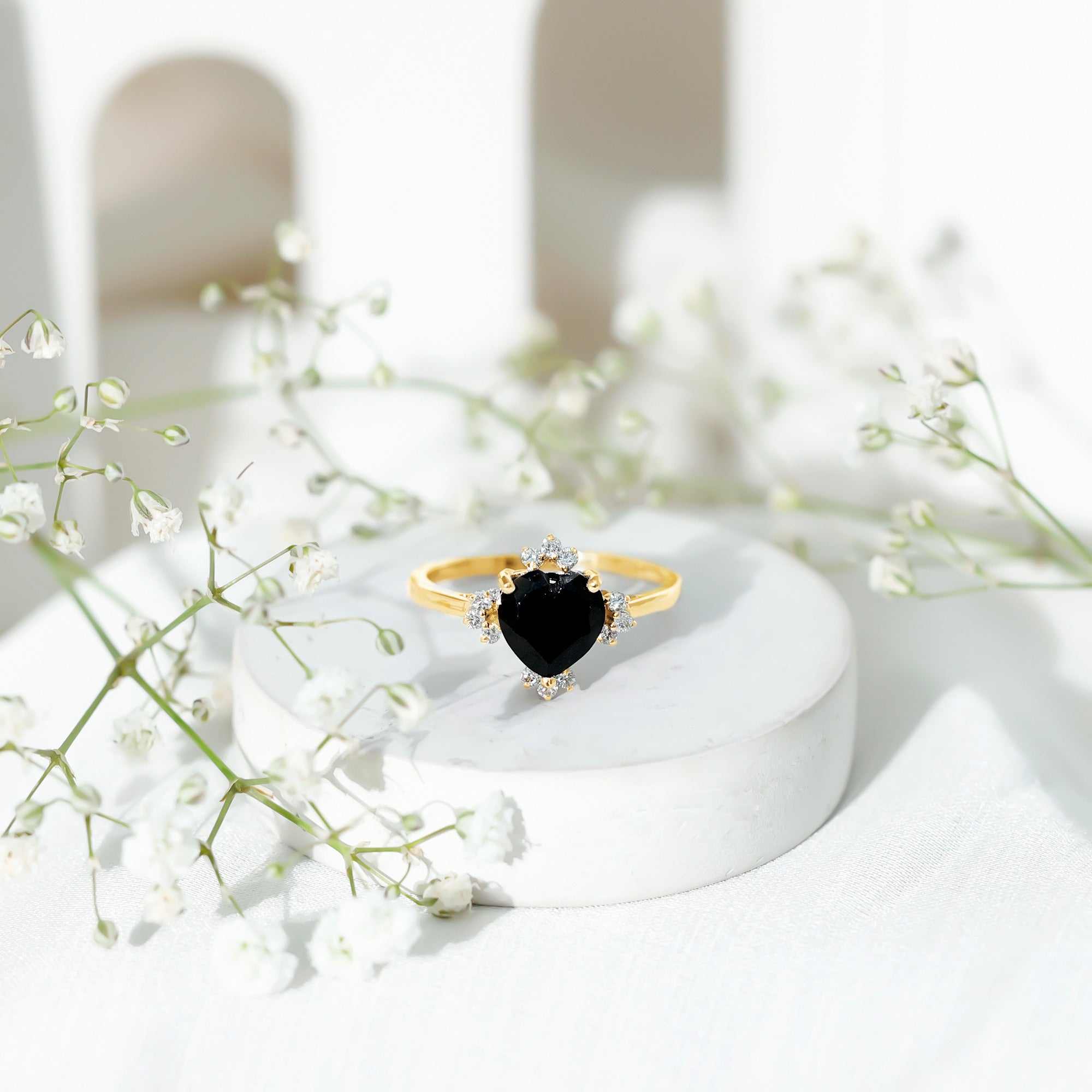 Certified 2.4 Carat Lab Grown Black Diamond Heart Engagement Ring with White Diamond AAAA ( Synthetic ) - Rosec Jewels