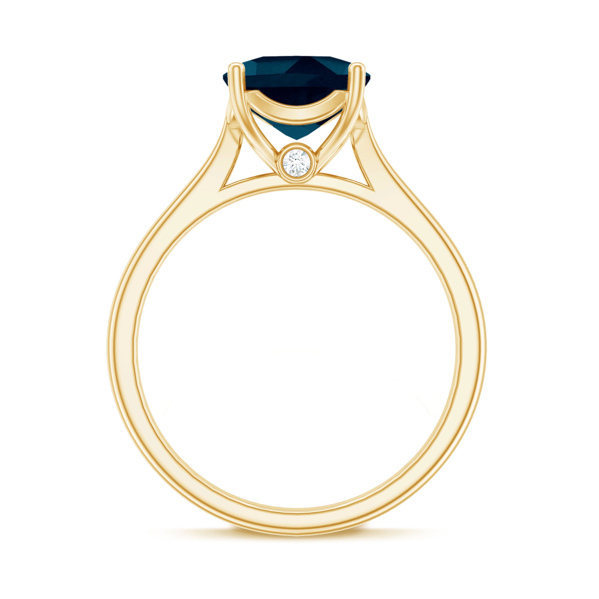 Solitaire Cushion Cut London Blue Topaz Cathedral Engagement Ring AAA - Rosec Jewels