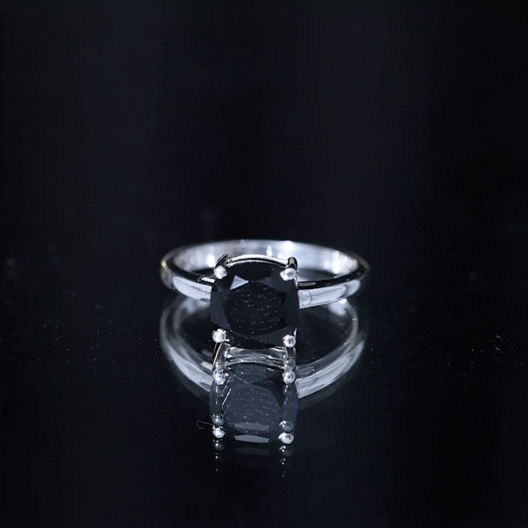 Certified 2.8 Carat Lab Grown Black Diamond Cushion Cut Engagement Ring AAAA ( Synthetic ) - Rosec Jewels